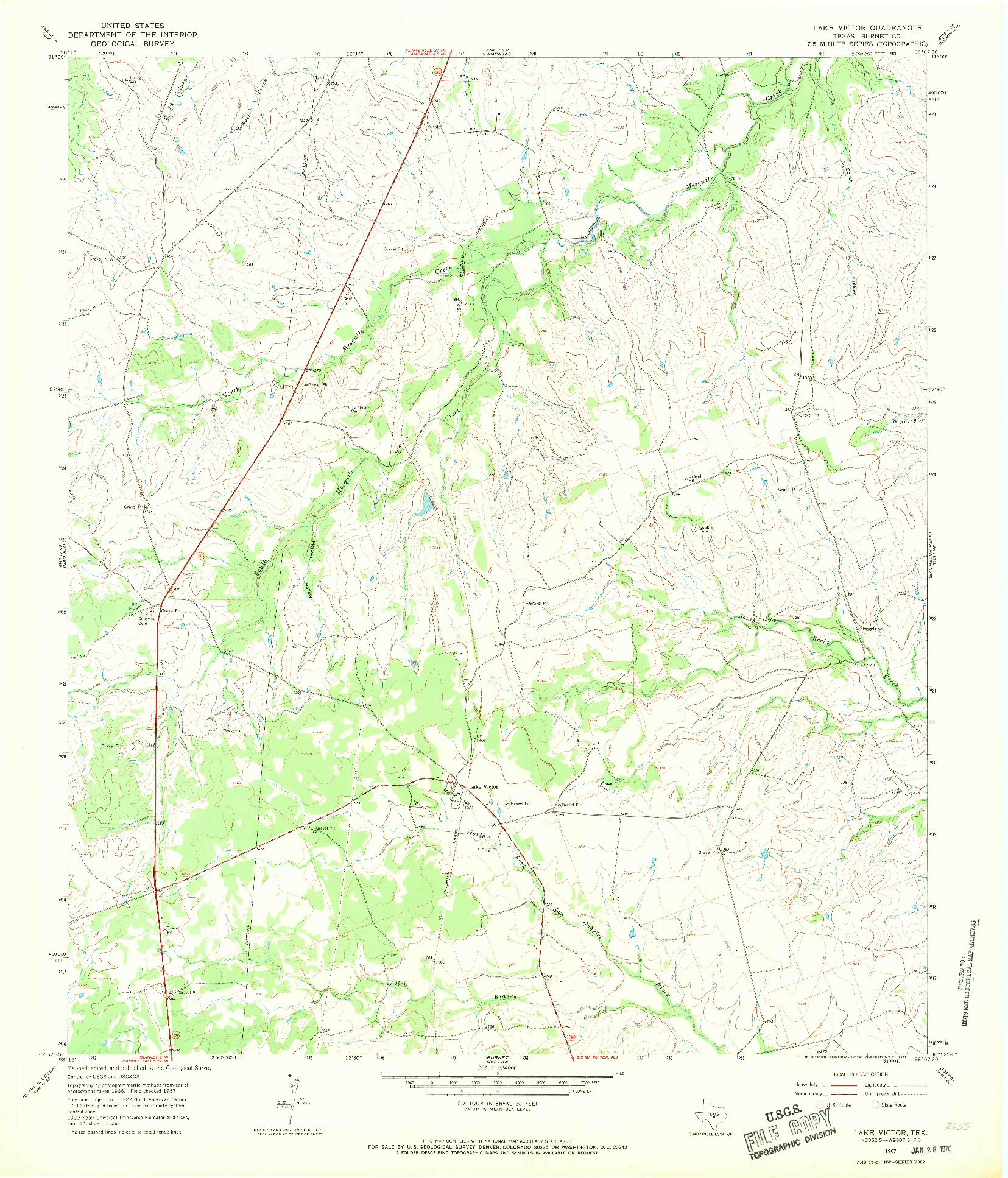 USGS 1:24000-SCALE QUADRANGLE FOR LAKE VICTOR, TX 1967