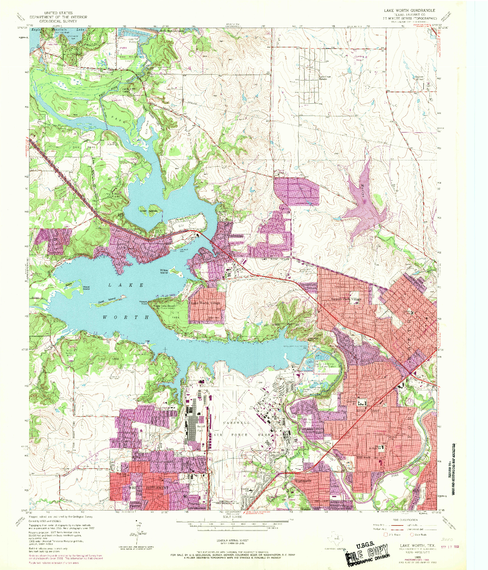 USGS 1:24000-SCALE QUADRANGLE FOR LAKE WORTH, TX 1955