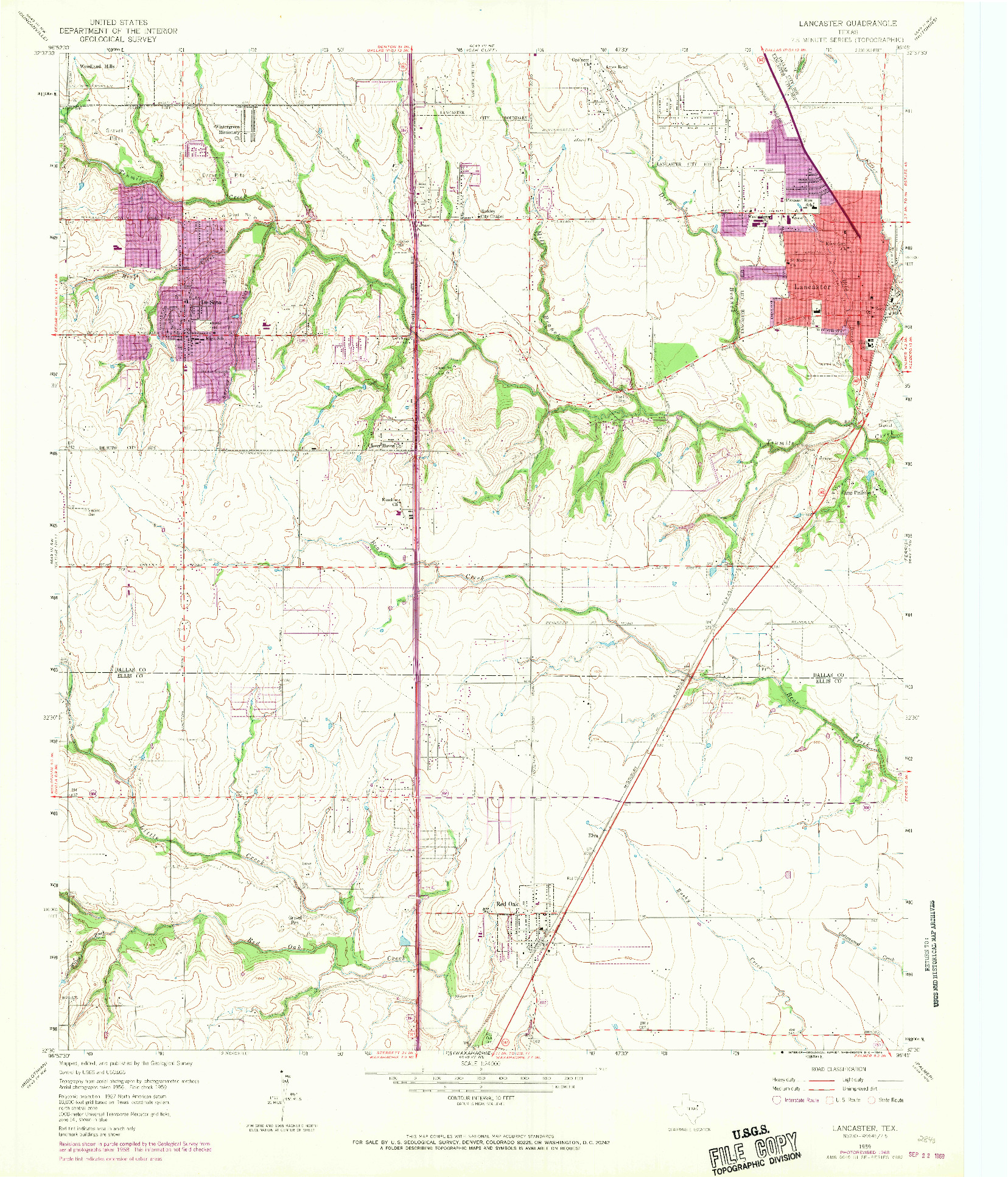 USGS 1:24000-SCALE QUADRANGLE FOR LANCASTER, TX 1959