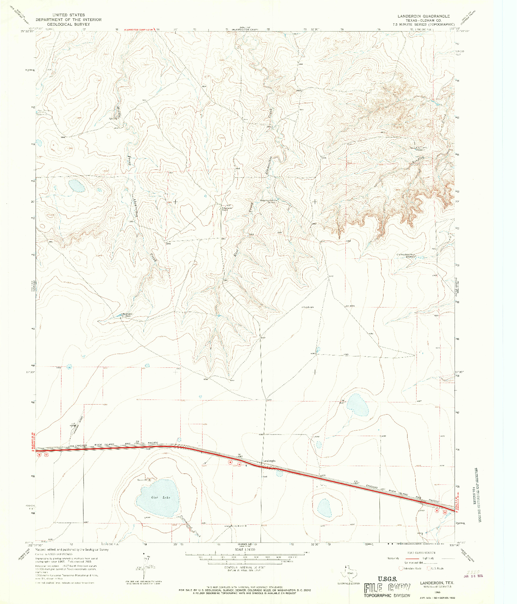 USGS 1:24000-SCALE QUADRANGLE FOR LANDERGIN, TX 1966