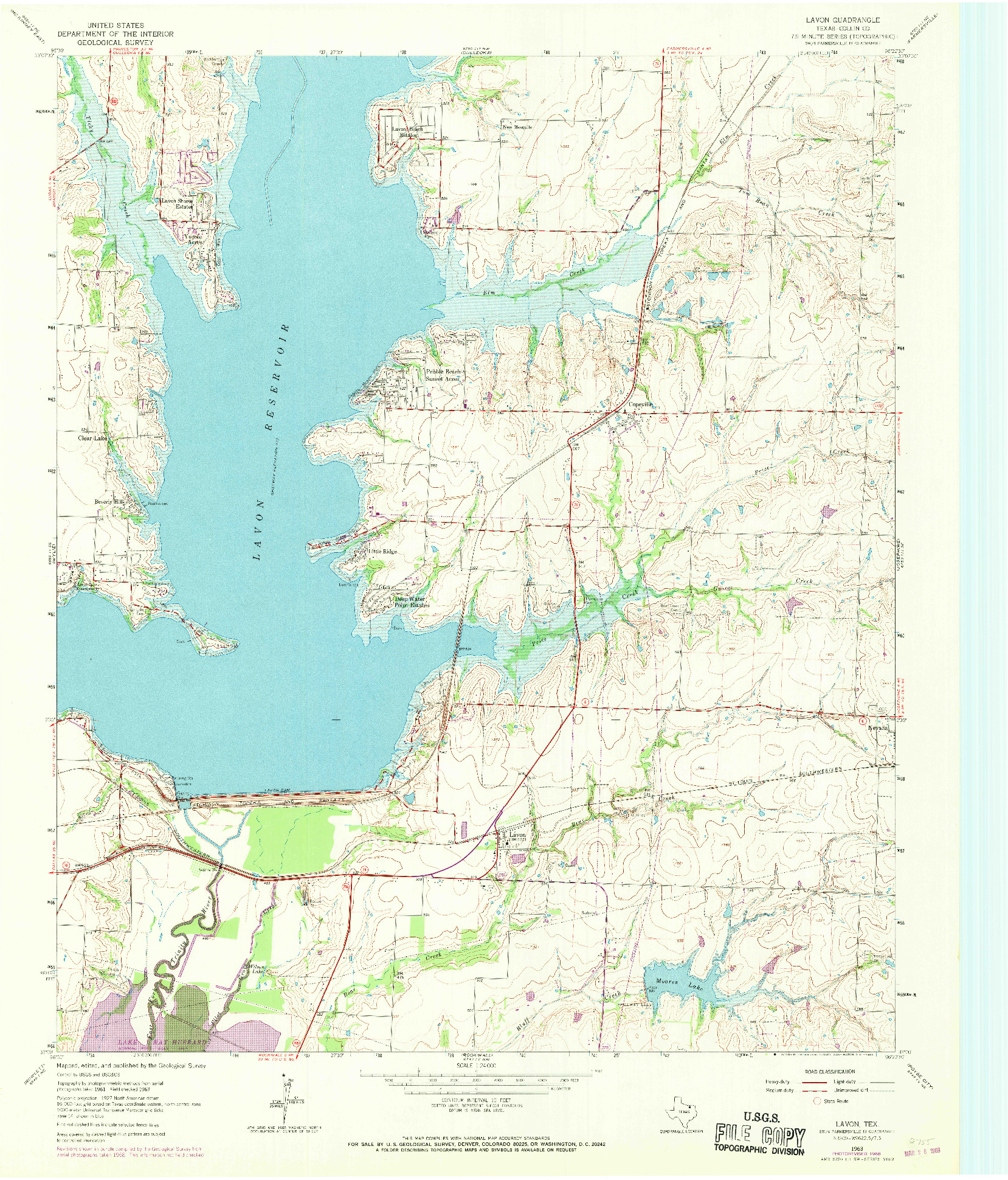 USGS 1:24000-SCALE QUADRANGLE FOR LAVON, TX 1963