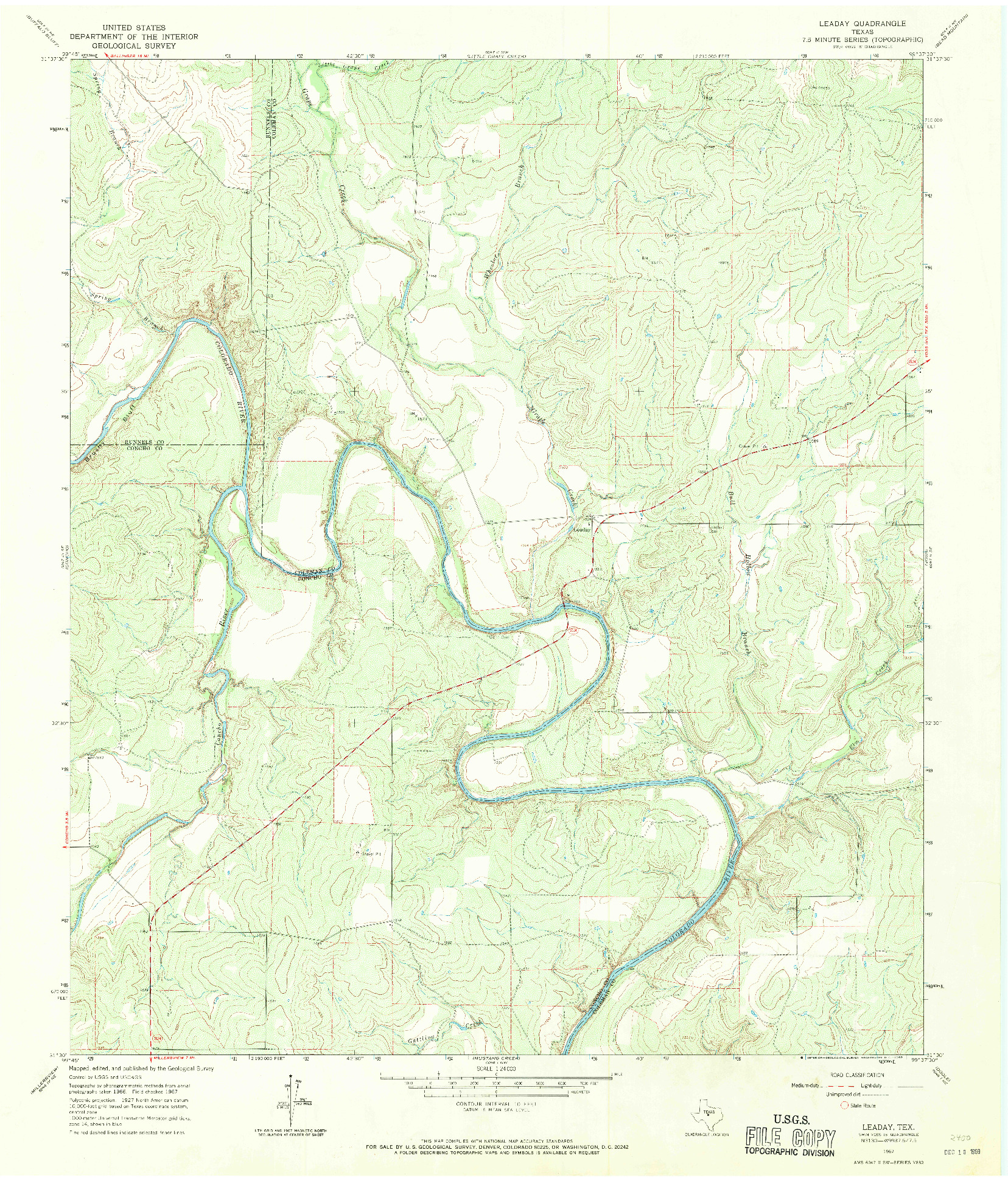 USGS 1:24000-SCALE QUADRANGLE FOR LEADAY, TX 1967