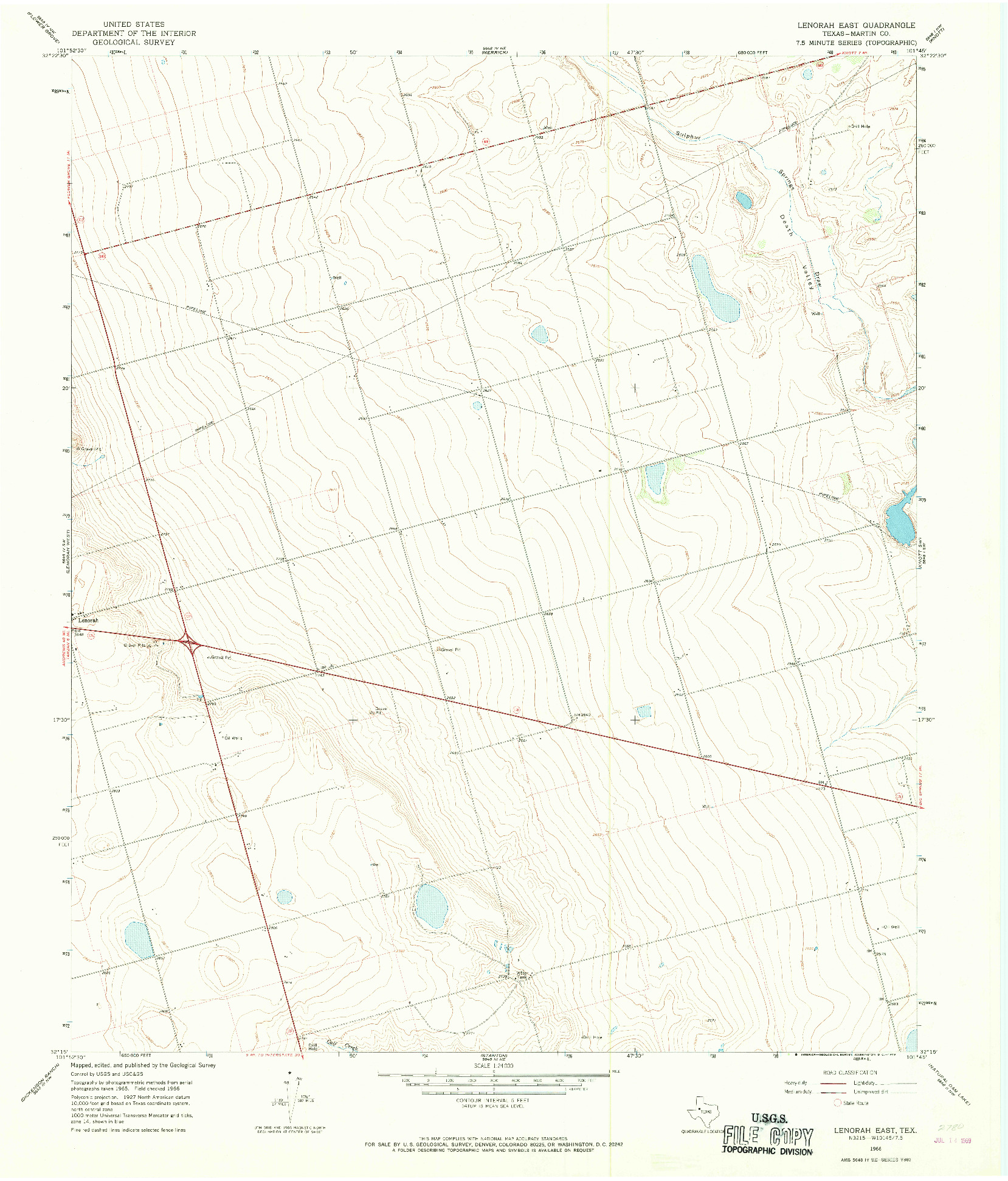 USGS 1:24000-SCALE QUADRANGLE FOR LENORAH EAST, TX 1966