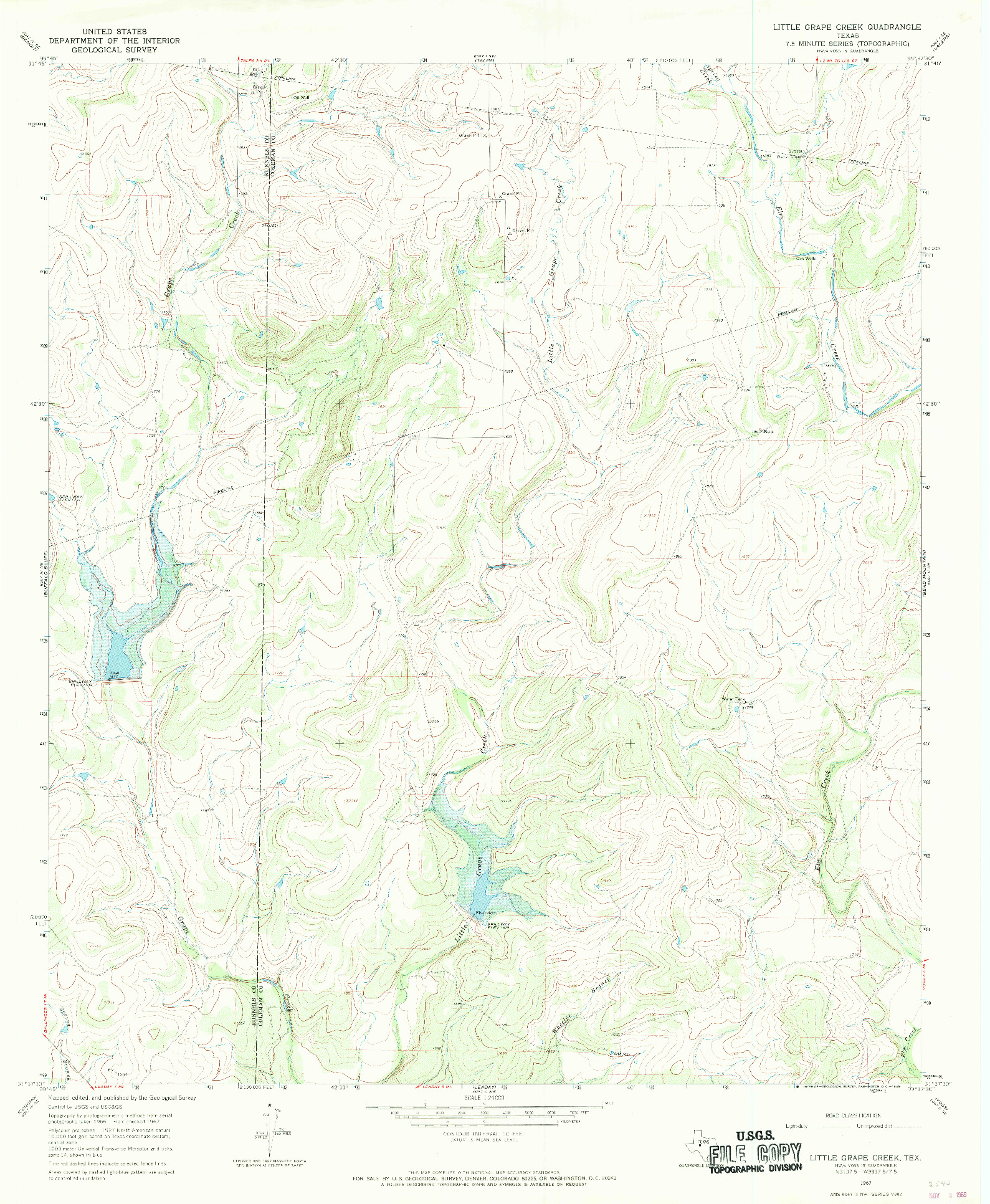 USGS 1:24000-SCALE QUADRANGLE FOR LITTLE GRAPE CREEK, TX 1967