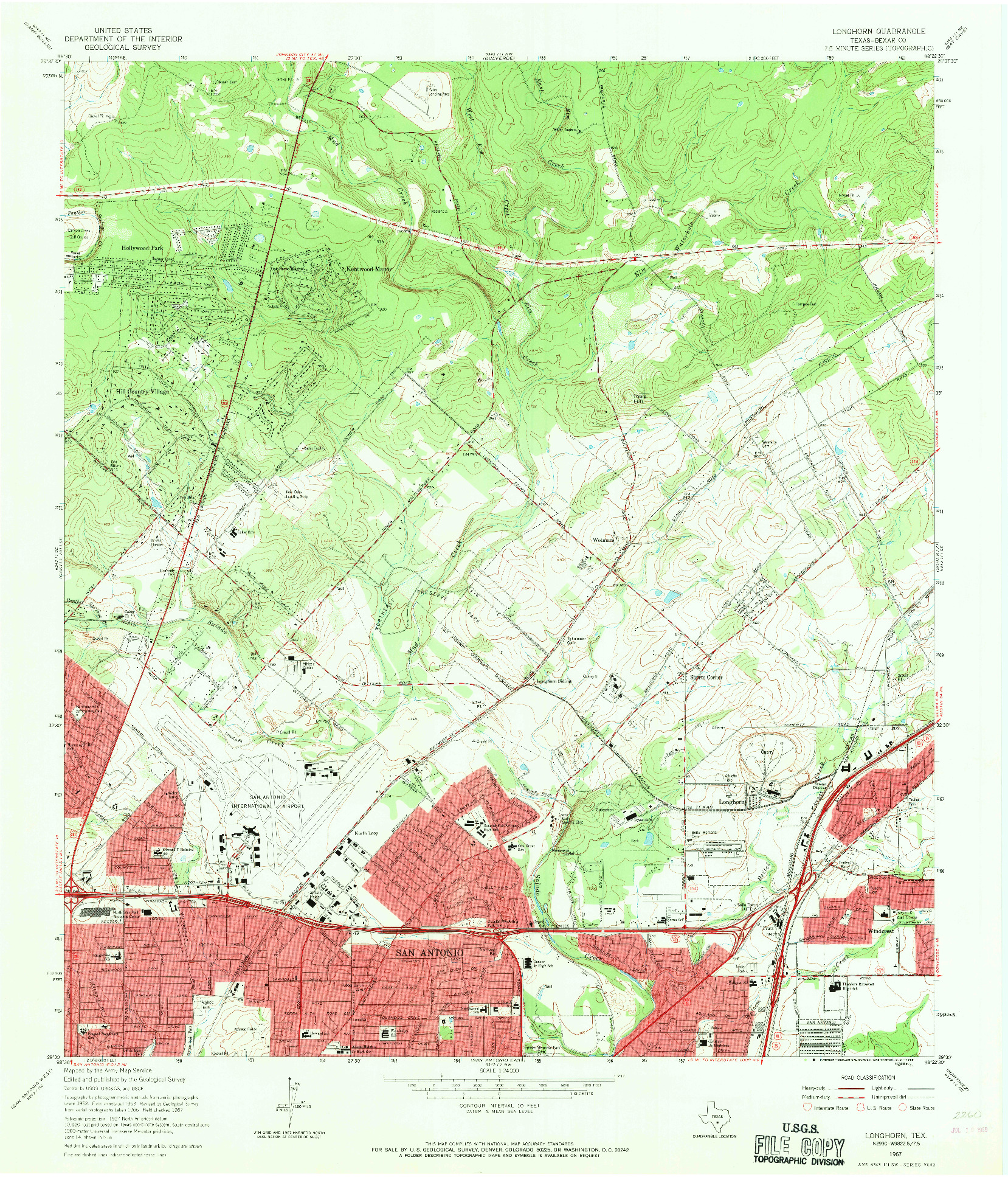 USGS 1:24000-SCALE QUADRANGLE FOR LONGHORN, TX 1967