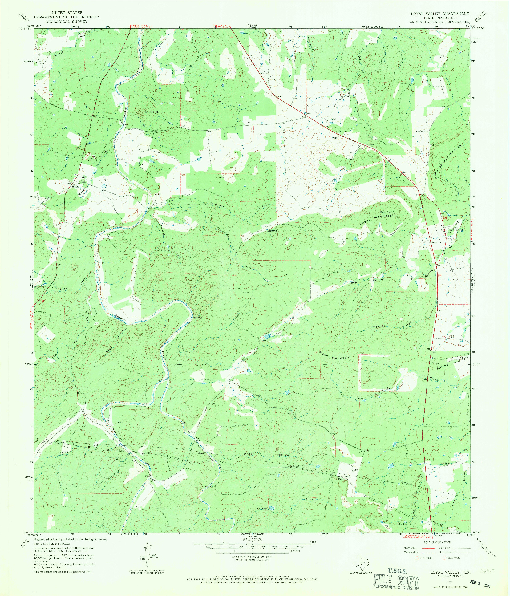 USGS 1:24000-SCALE QUADRANGLE FOR LOYAL VALLEY, TX 1967