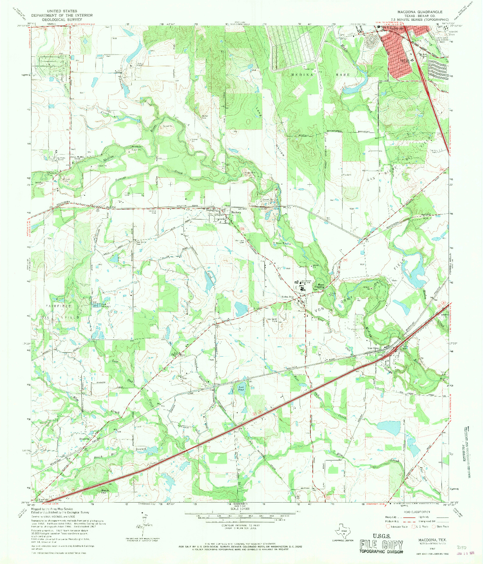 USGS 1:24000-SCALE QUADRANGLE FOR MACDONA, TX 1967