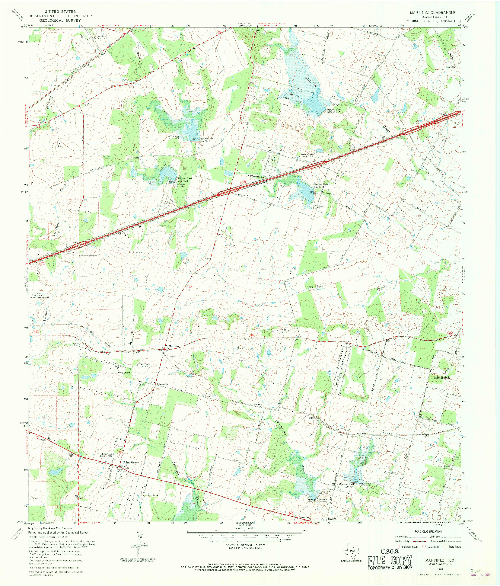 USGS 1:24000-SCALE QUADRANGLE FOR MARTINEZ, TX 1967