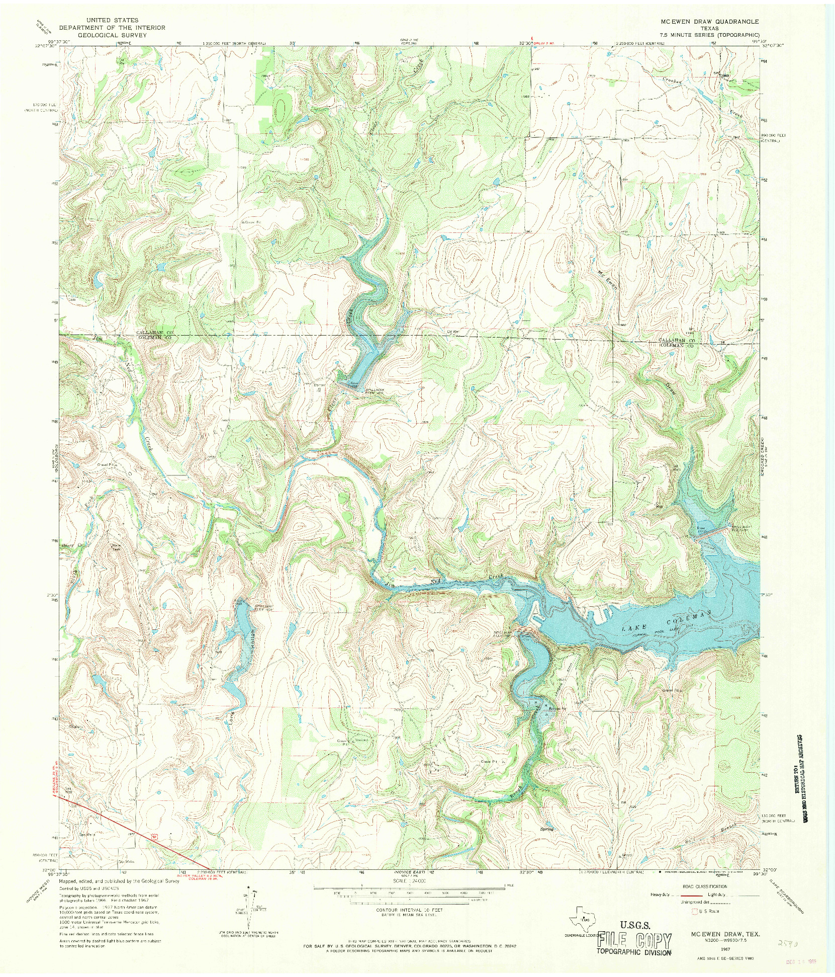 USGS 1:24000-SCALE QUADRANGLE FOR MCEWEN DRAW, TX 1967