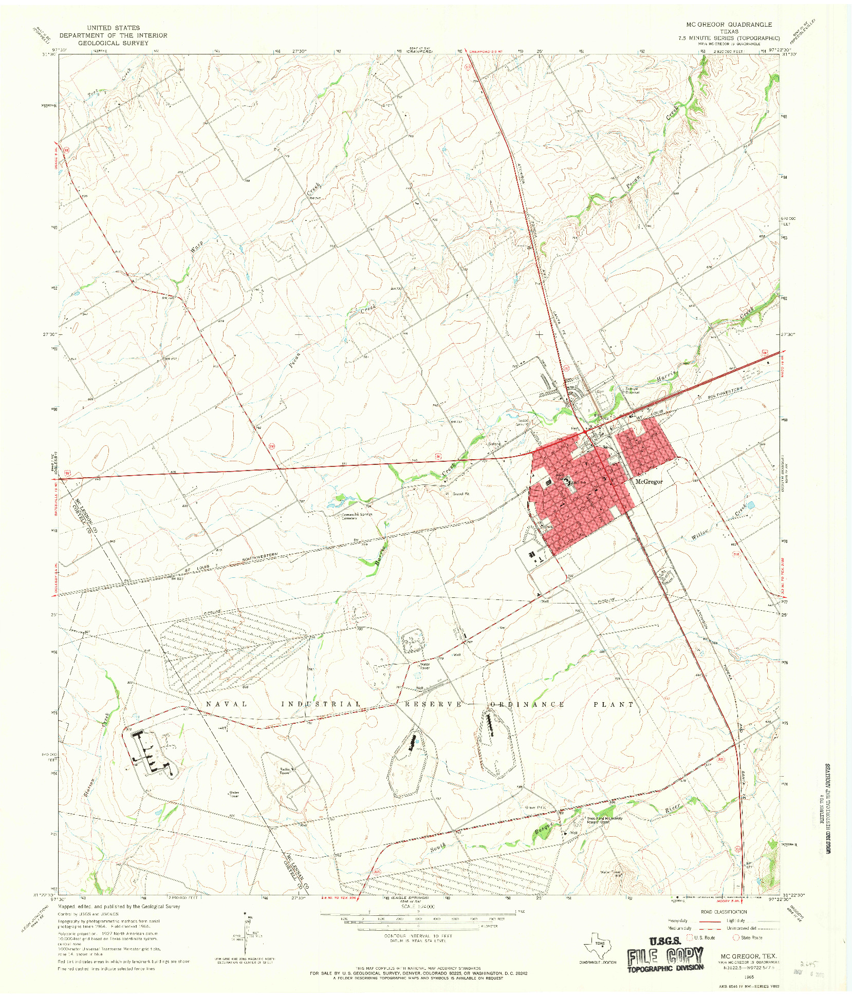 USGS 1:24000-SCALE QUADRANGLE FOR MCGREGOR, TX 1965