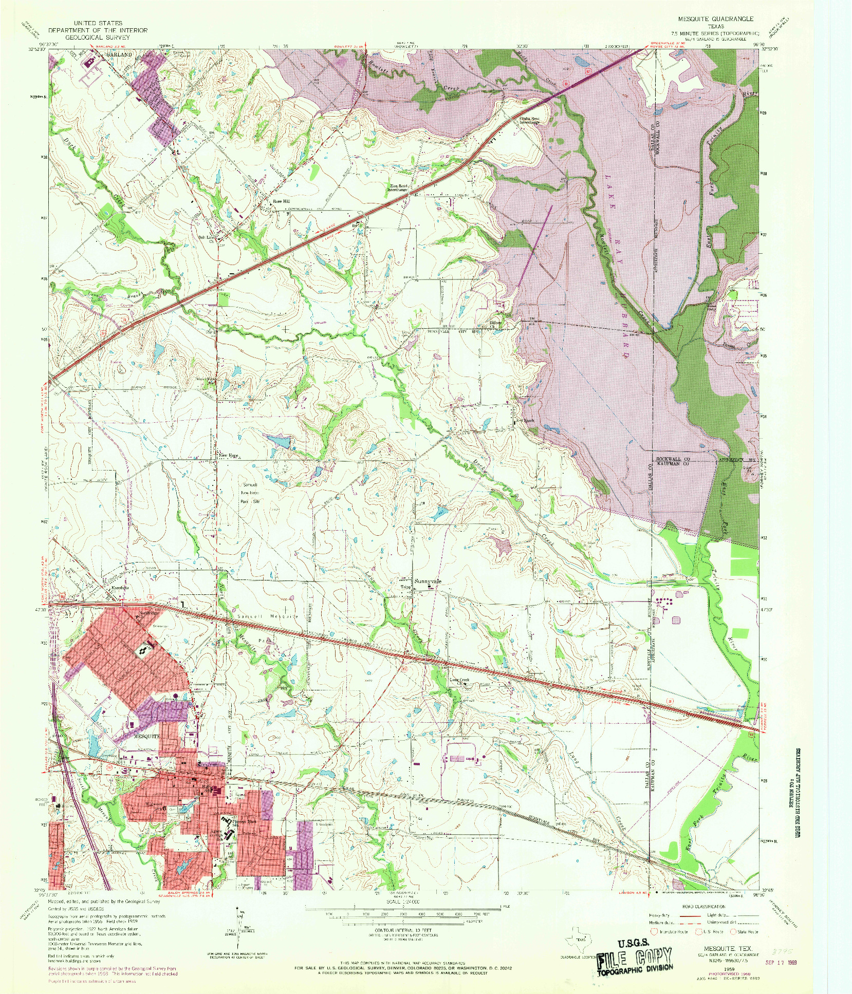 USGS 1:24000-SCALE QUADRANGLE FOR MESQUITE, TX 1959