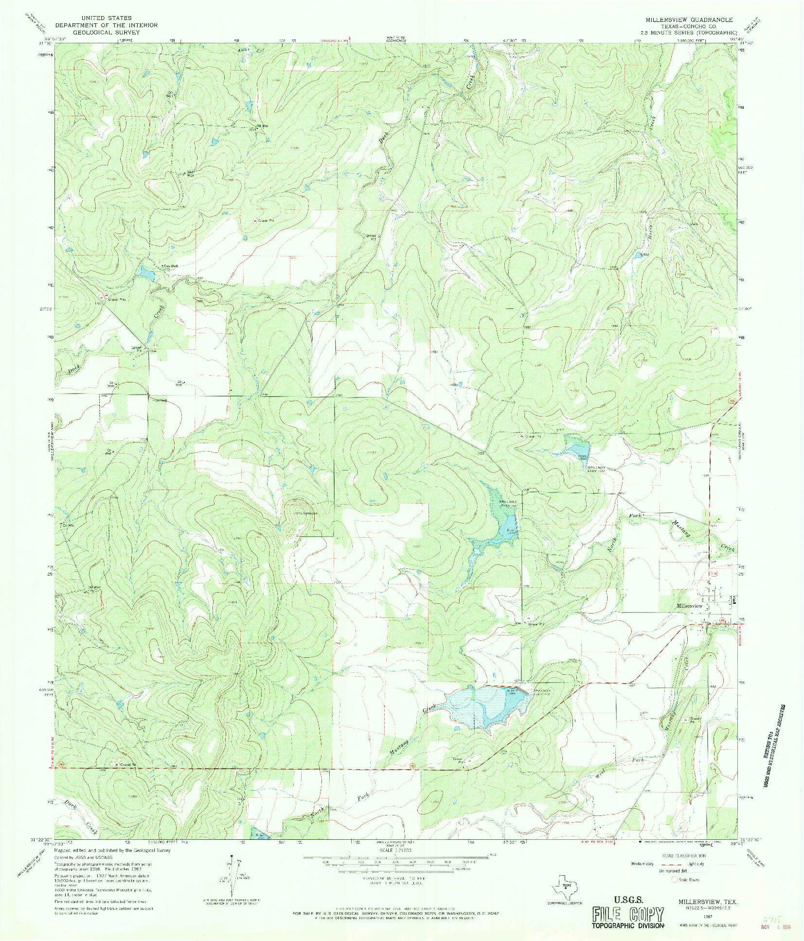 USGS 1:24000-SCALE QUADRANGLE FOR MILLERSVIEW, TX 1967