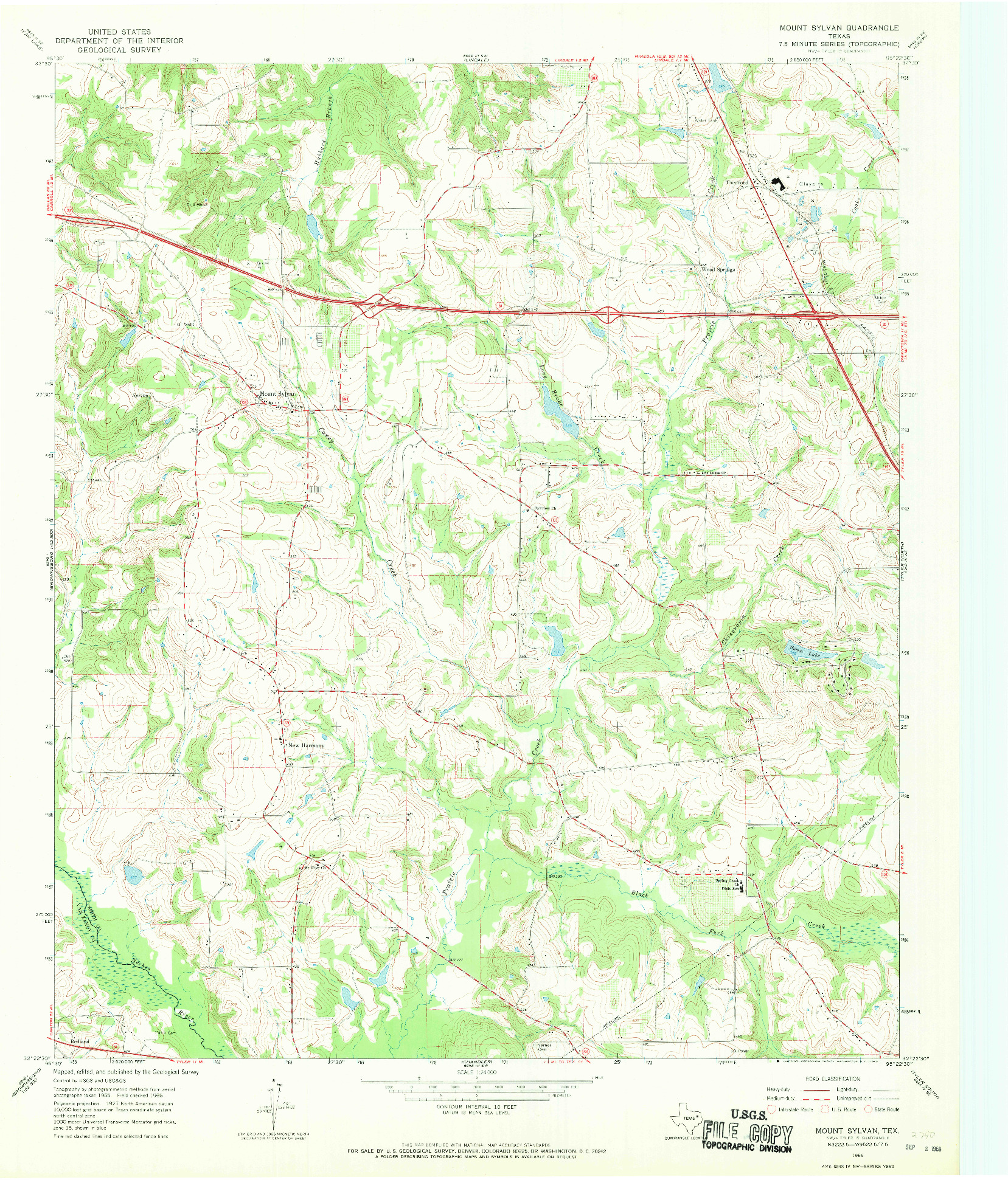USGS 1:24000-SCALE QUADRANGLE FOR MOUNT SYLVAN, TX 1966