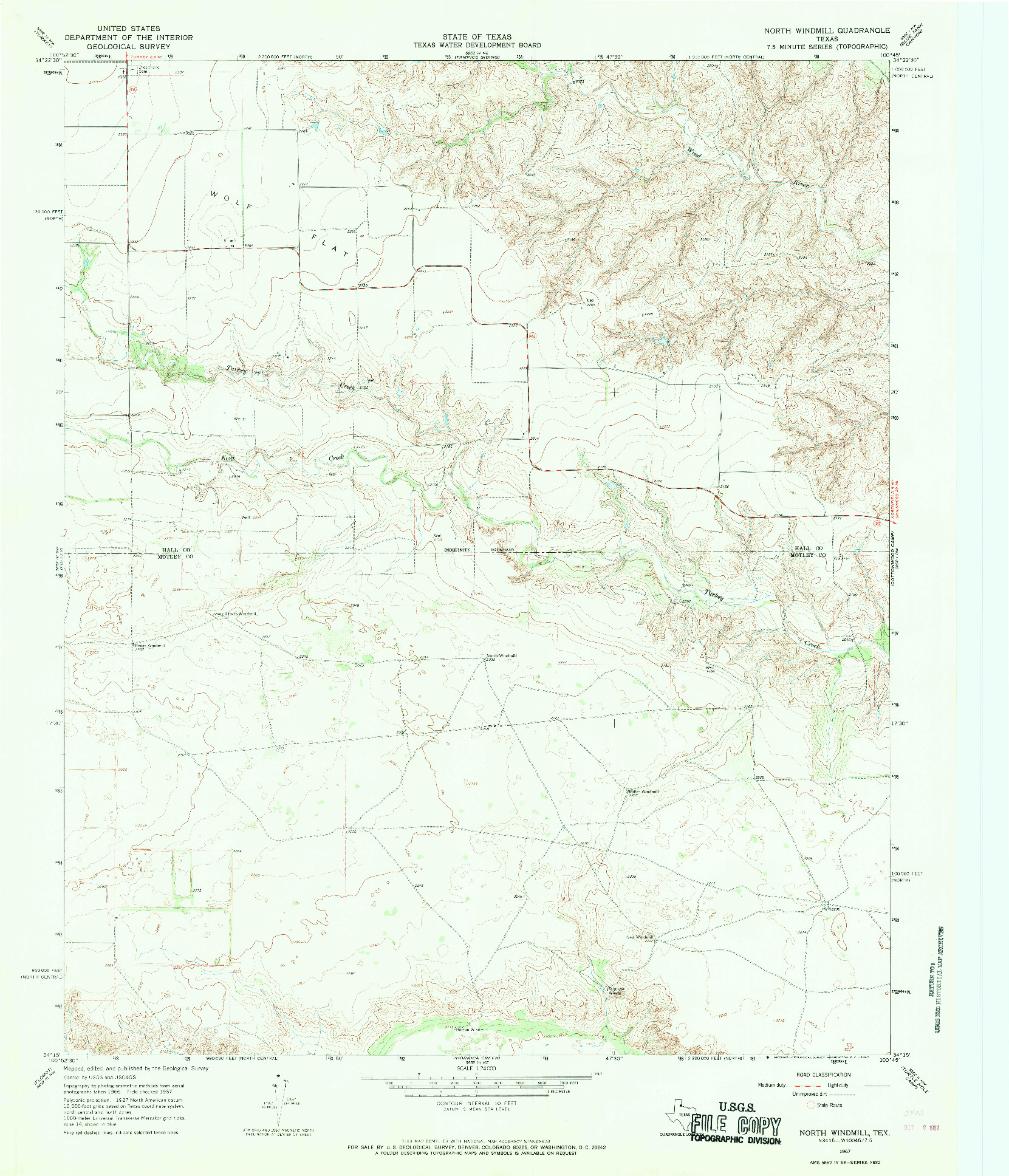 USGS 1:24000-SCALE QUADRANGLE FOR NORTH WINDMILL, TX 1967