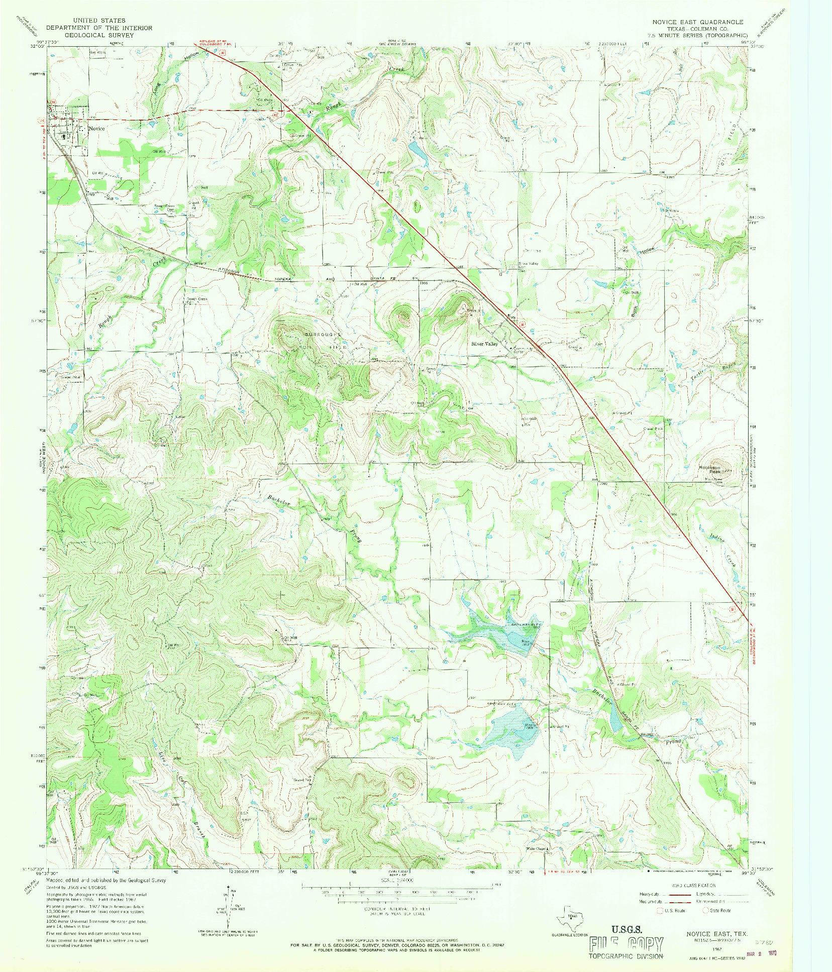 USGS 1:24000-SCALE QUADRANGLE FOR NOVICE EAST, TX 1967