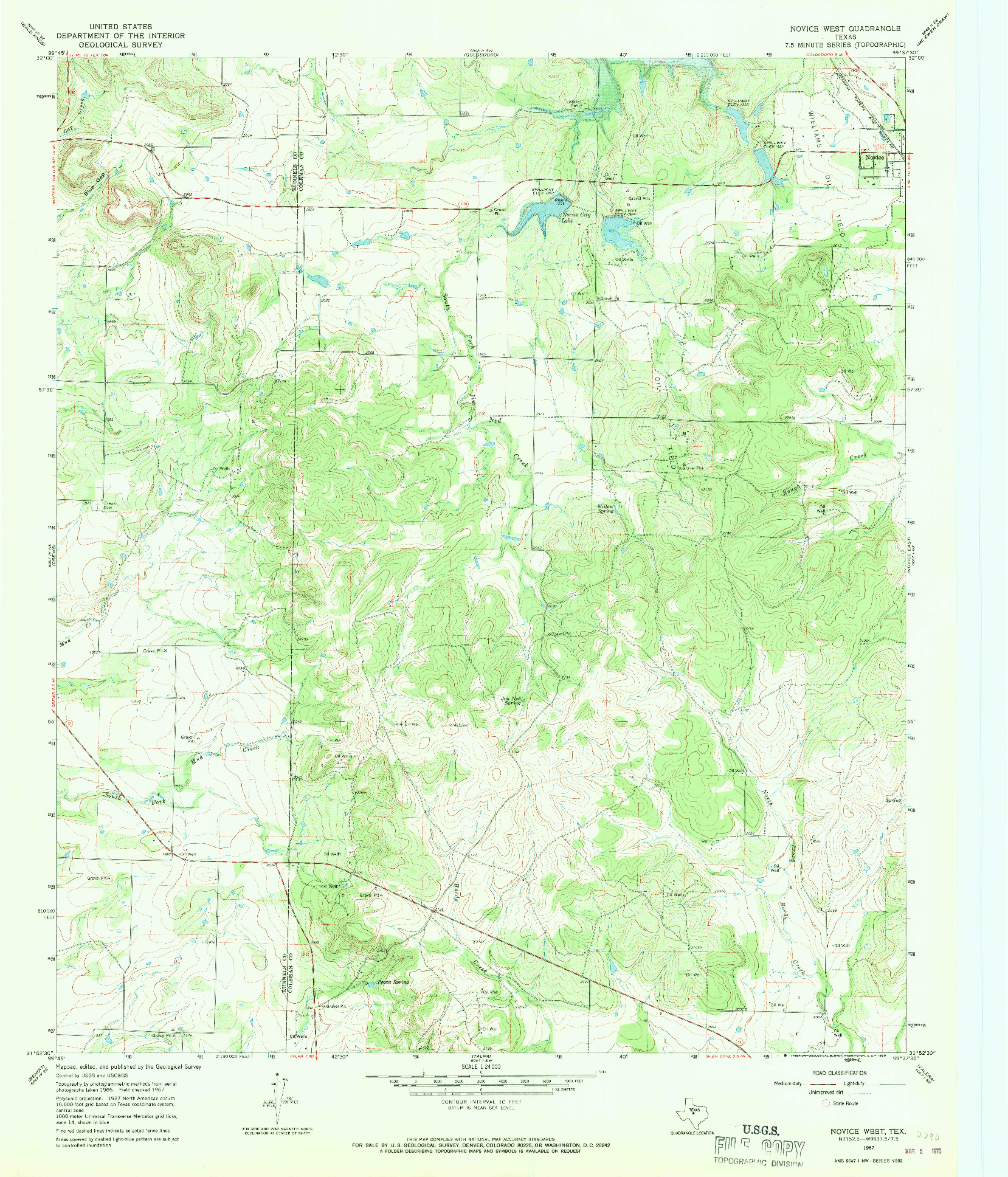 USGS 1:24000-SCALE QUADRANGLE FOR NOVICE WEST, TX 1967