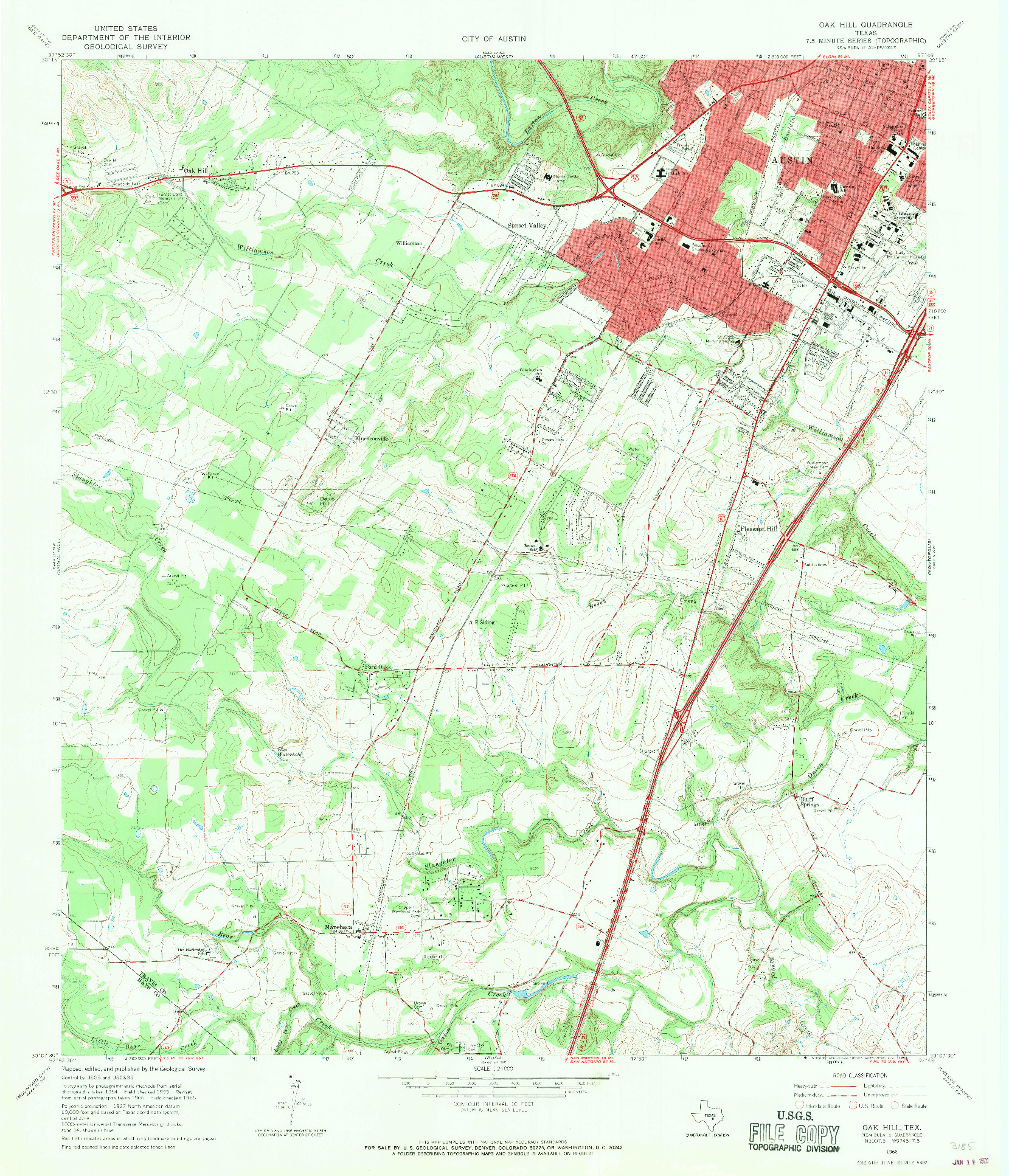 USGS 1:24000-SCALE QUADRANGLE FOR OAK HILL, TX 1966