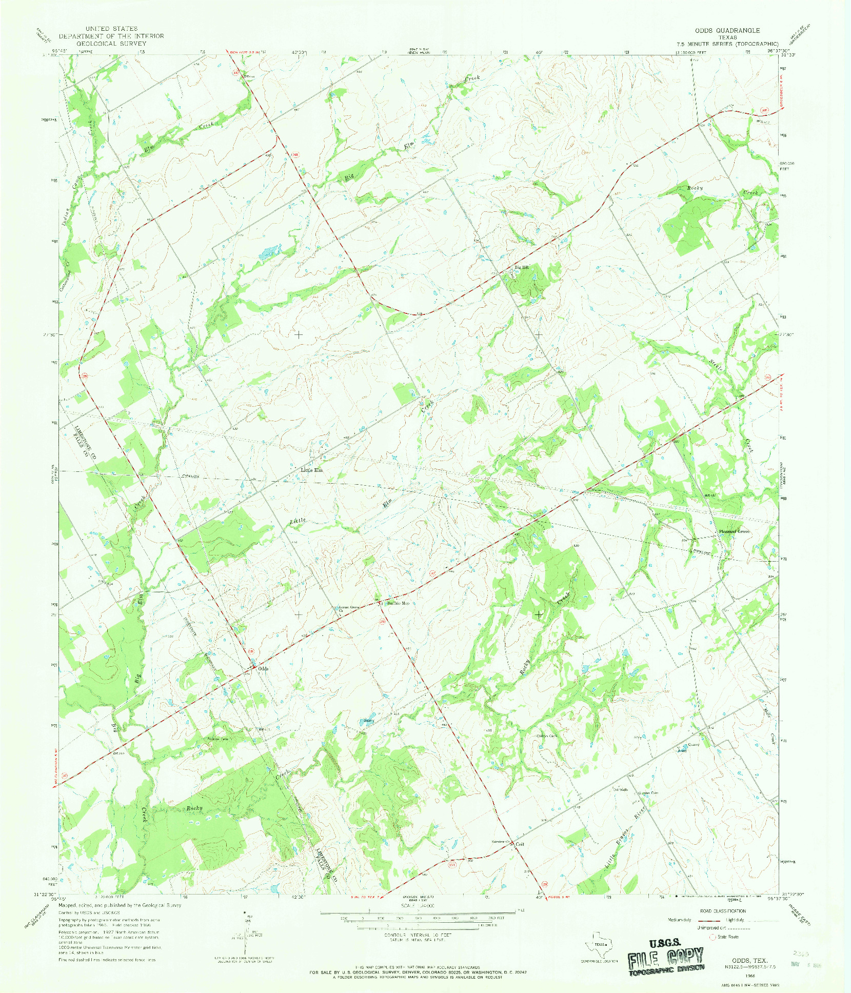 USGS 1:24000-SCALE QUADRANGLE FOR ODDS, TX 1966