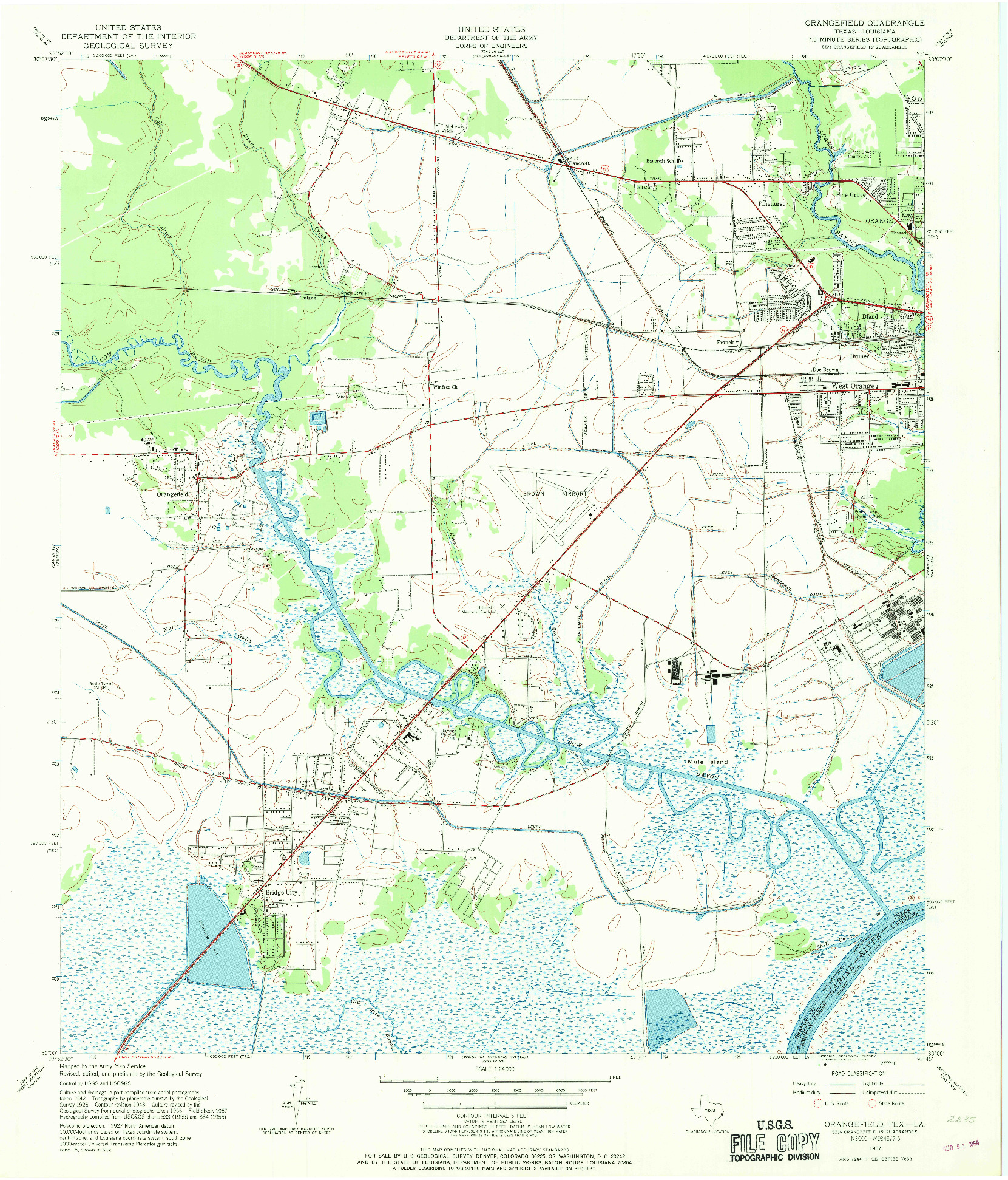 USGS 1:24000-SCALE QUADRANGLE FOR ORANGEFIELD, TX 1957