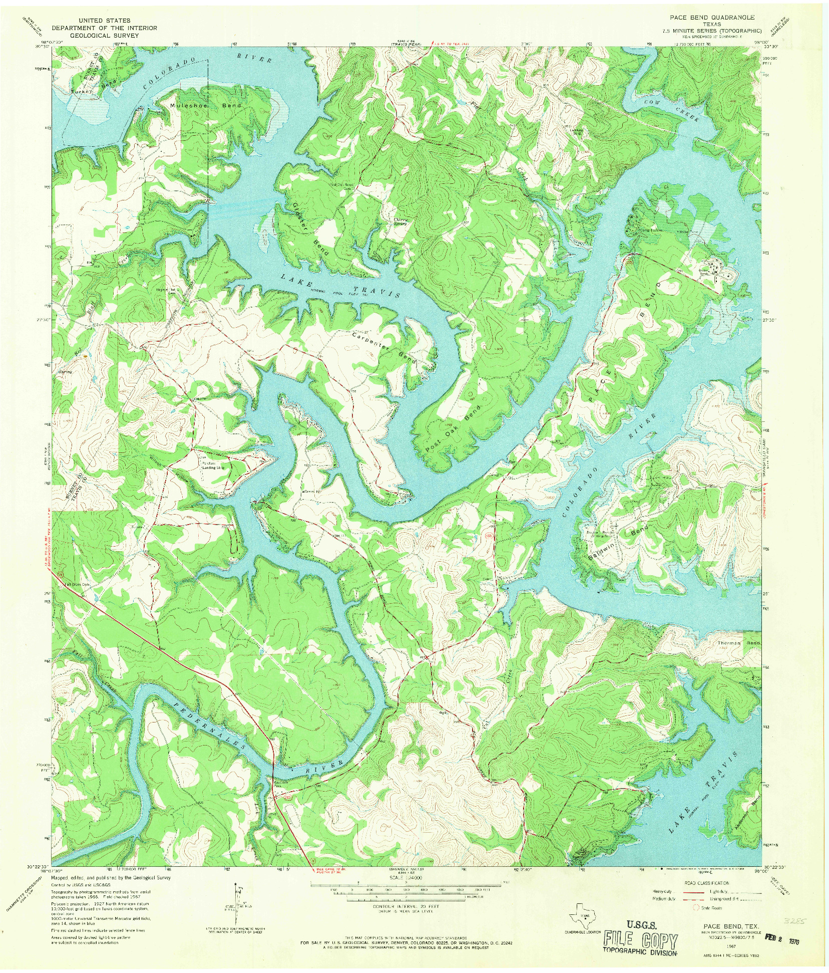 USGS 1:24000-SCALE QUADRANGLE FOR PACE BEND, TX 1967