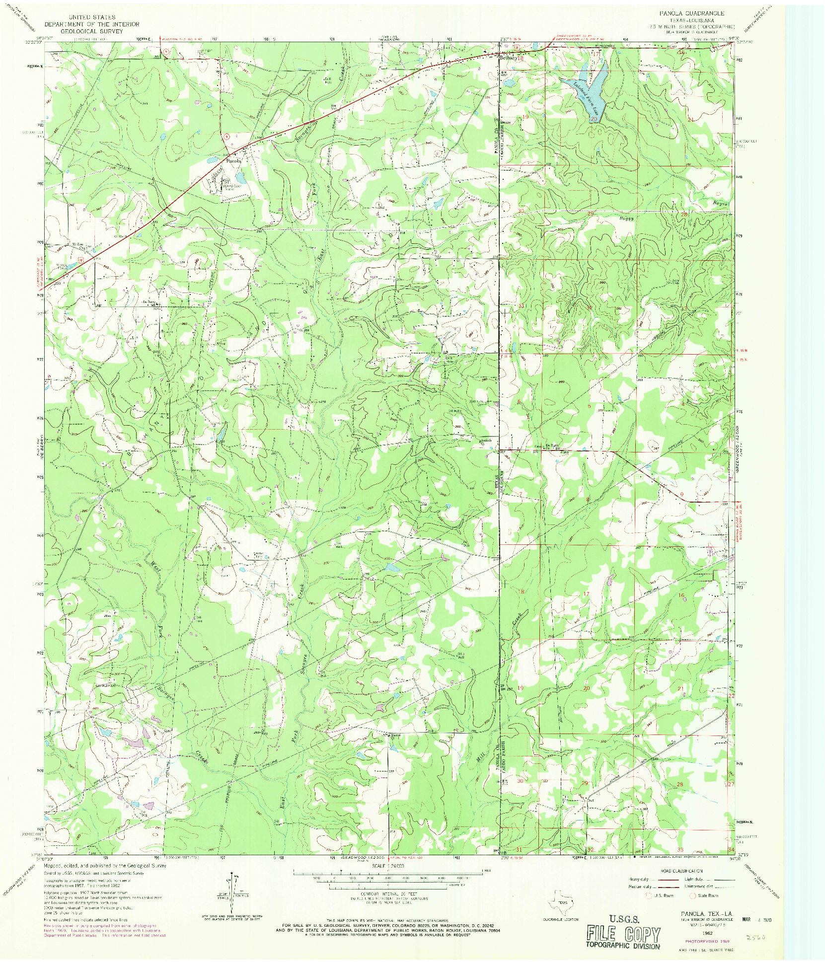 USGS 1:24000-SCALE QUADRANGLE FOR PANOLA, TX 1962