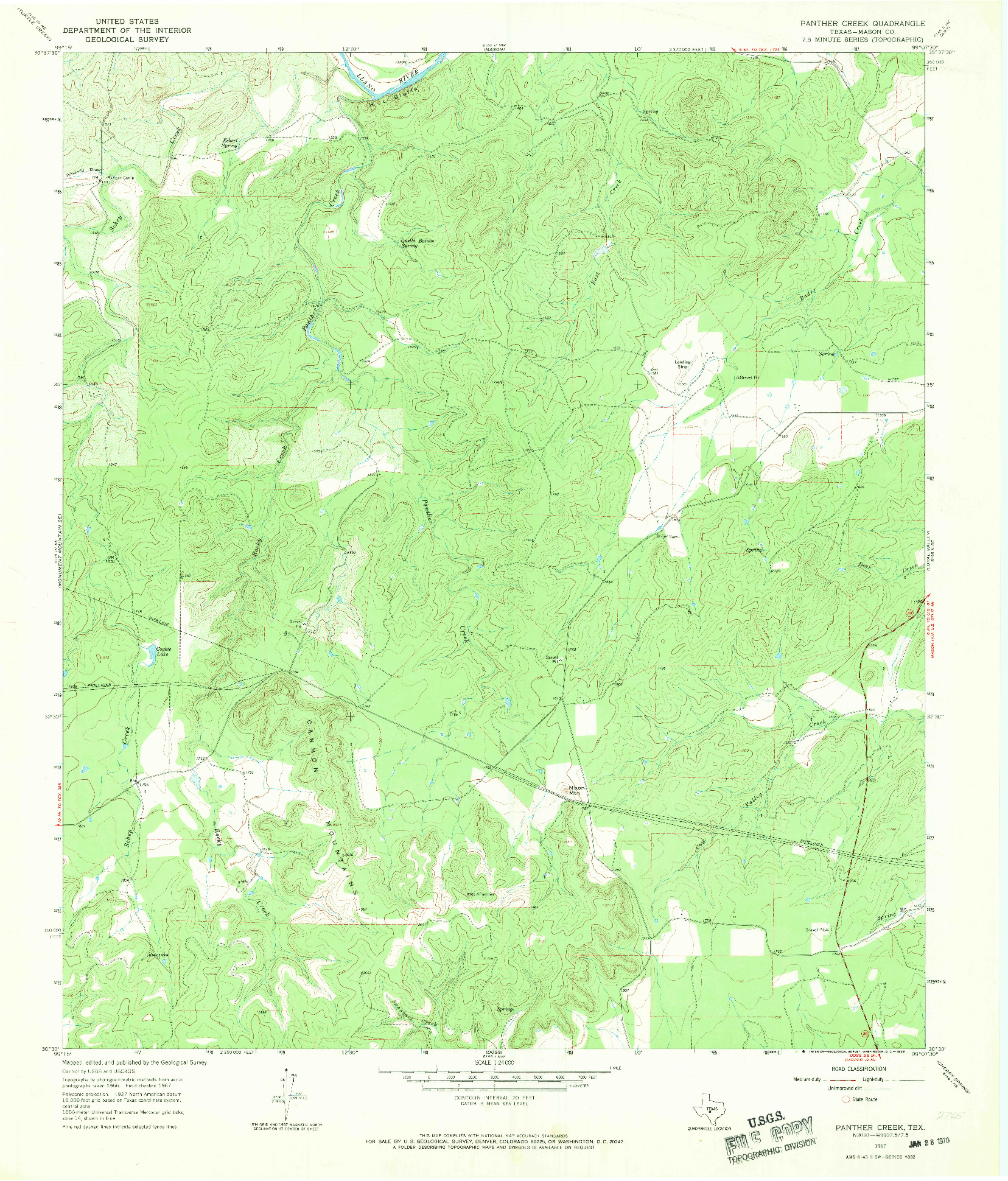 USGS 1:24000-SCALE QUADRANGLE FOR PANTHER CREEK, TX 1967