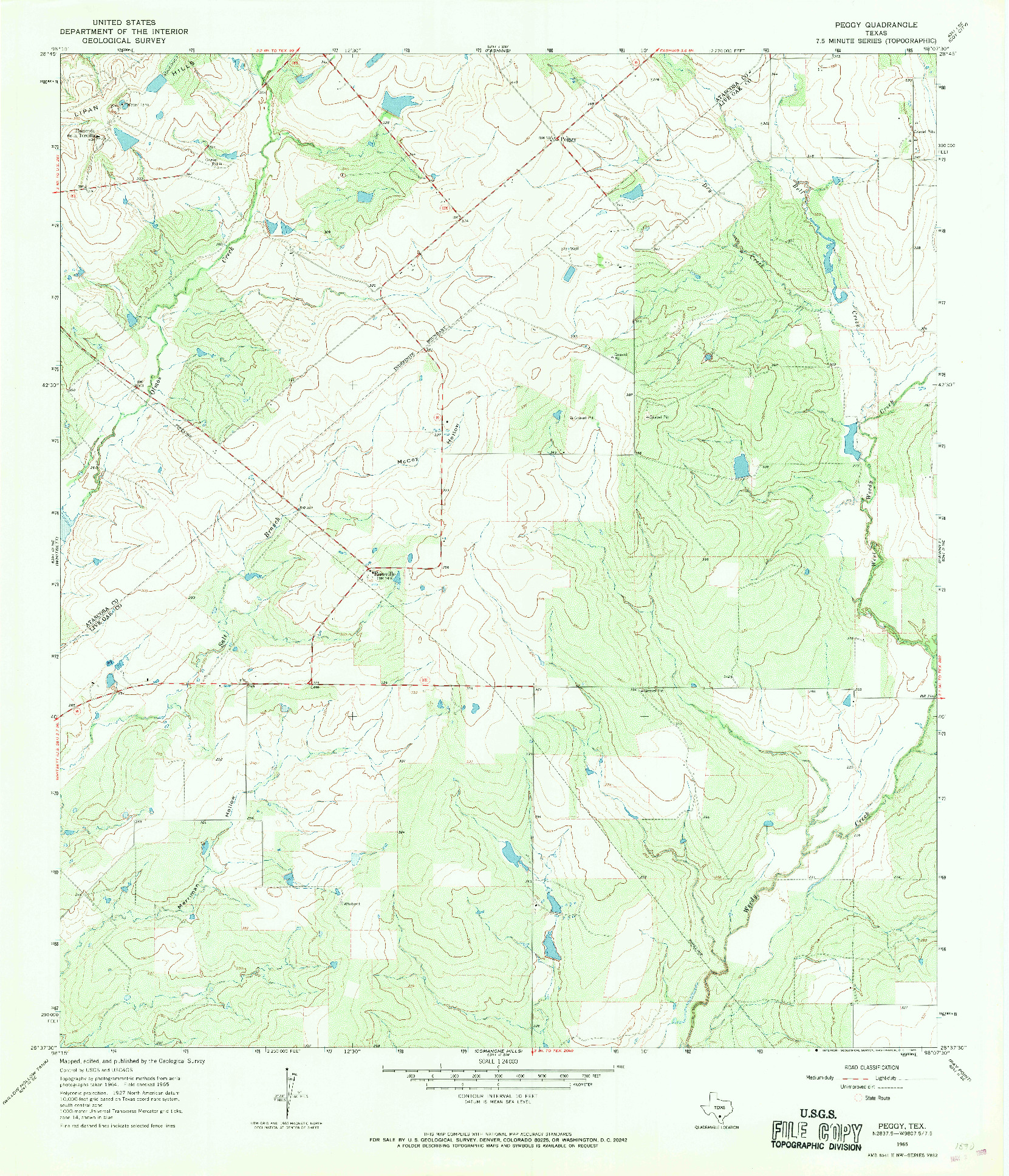 USGS 1:24000-SCALE QUADRANGLE FOR PEGGY, TX 1965