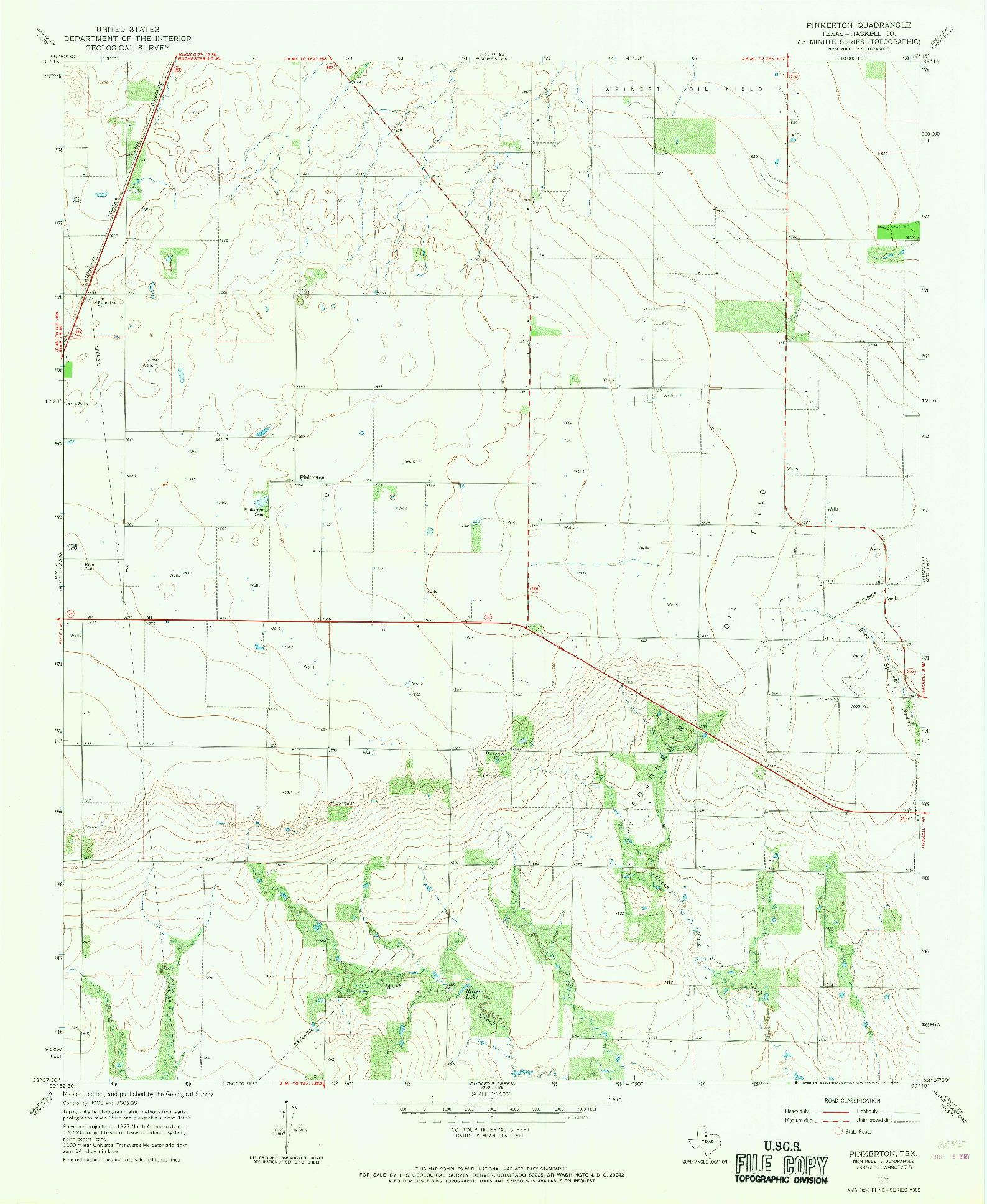 USGS 1:24000-SCALE QUADRANGLE FOR PINKERTON, TX 1966