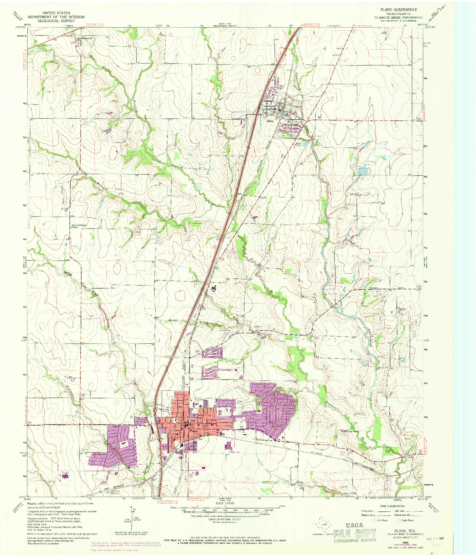 USGS 1:24000-SCALE QUADRANGLE FOR PLANO, TX 1960