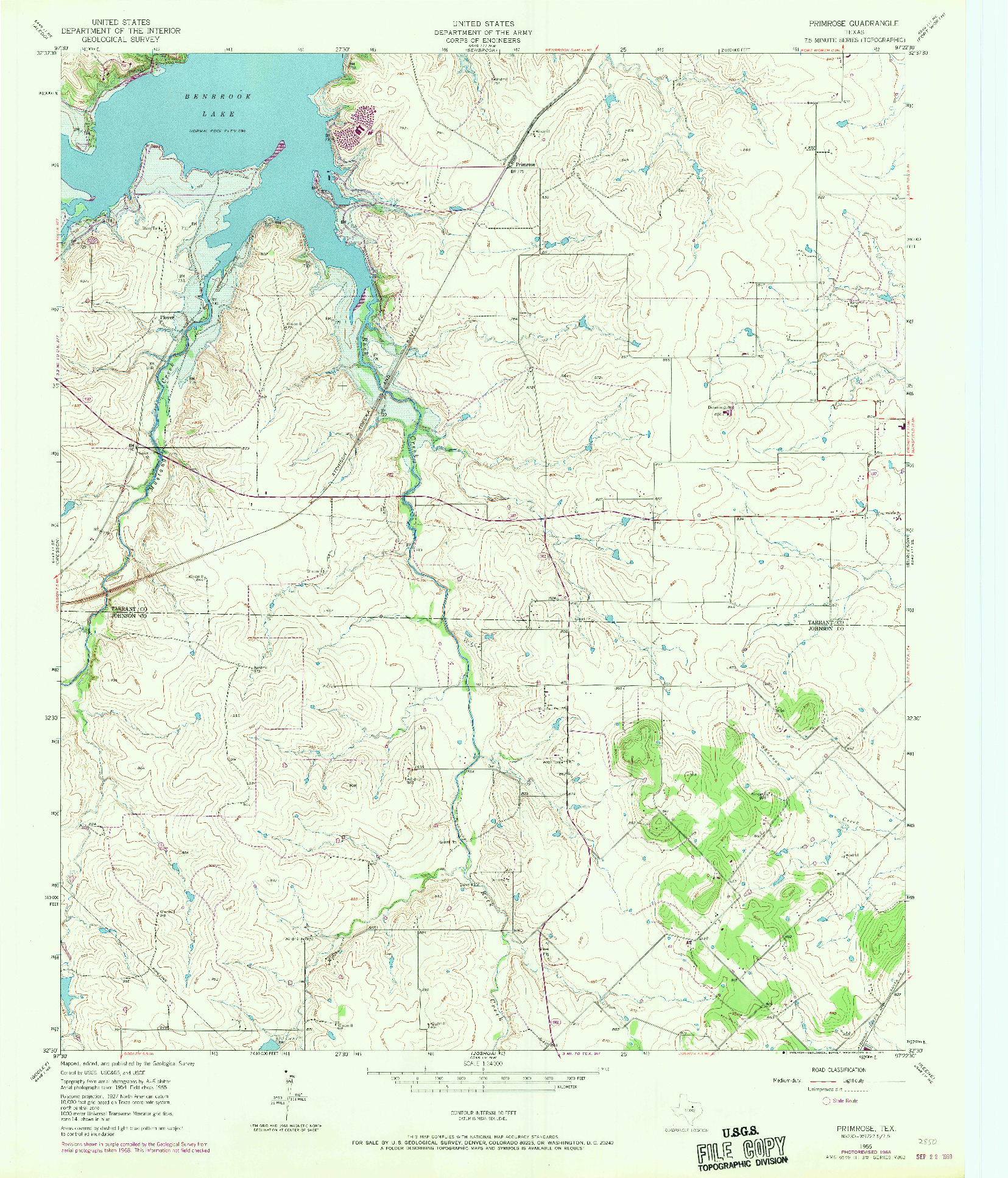 USGS 1:24000-SCALE QUADRANGLE FOR PRIMROSE, TX 1955