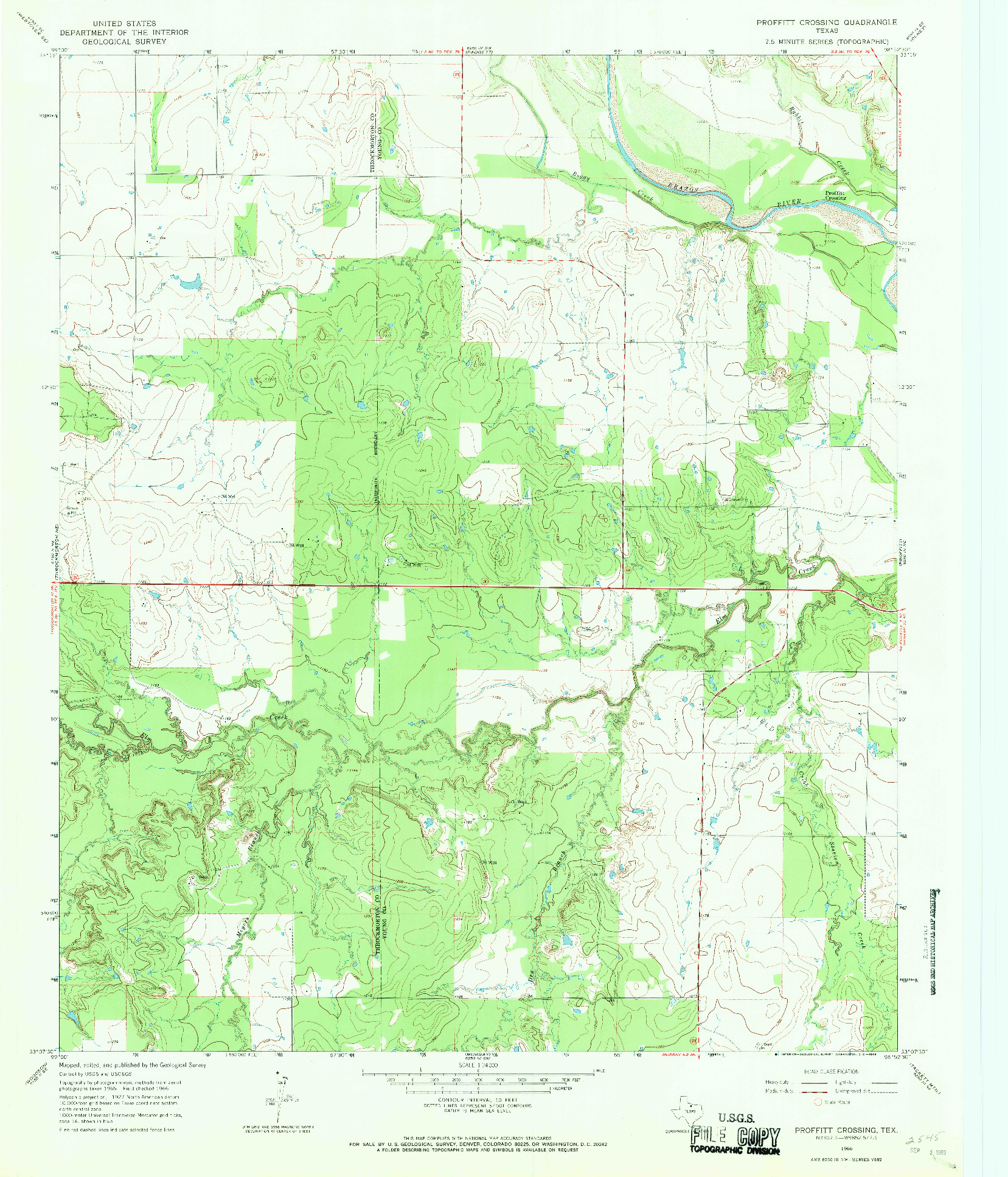 USGS 1:24000-SCALE QUADRANGLE FOR PROFFITT CROSSING, TX 1966