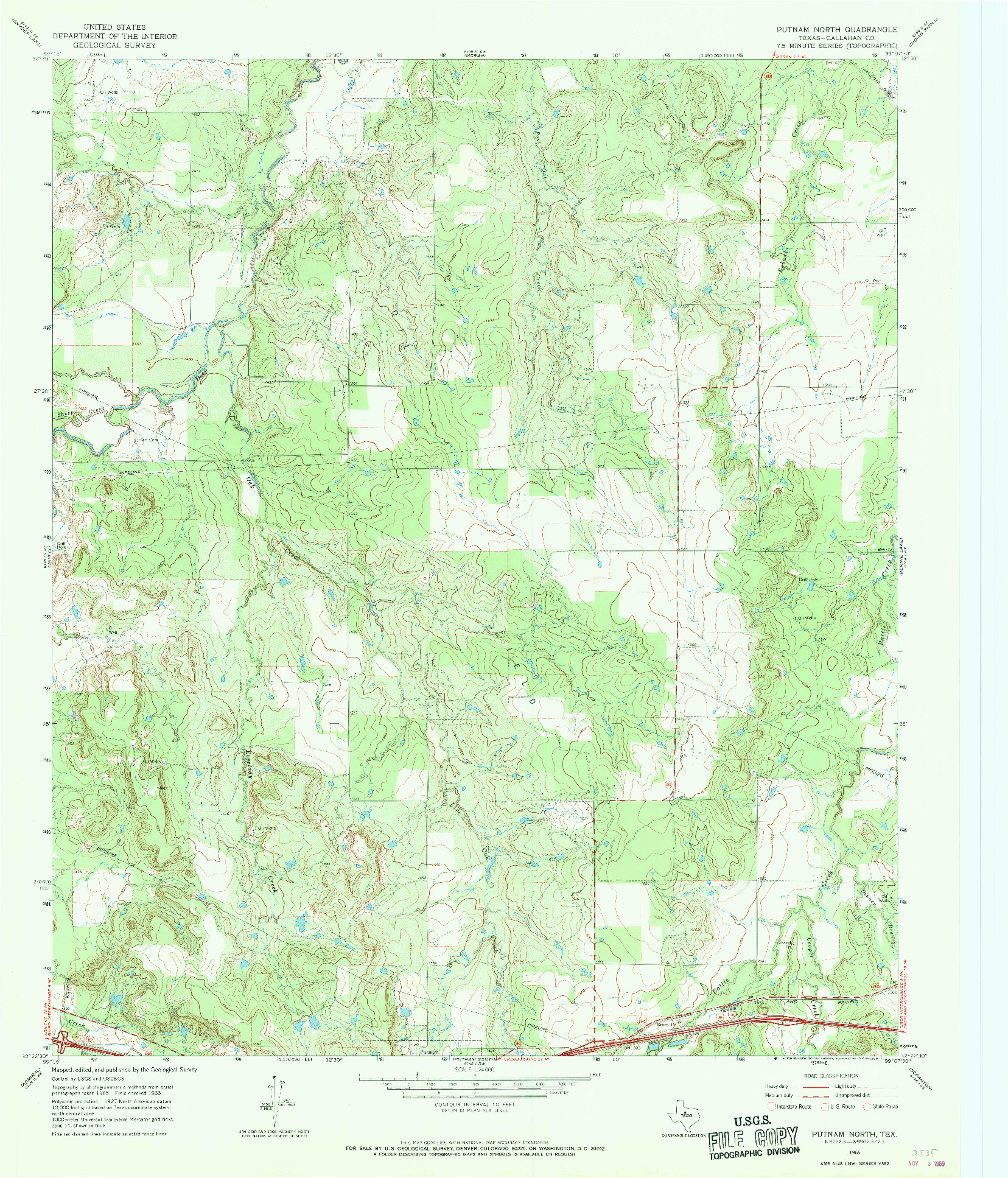 USGS 1:24000-SCALE QUADRANGLE FOR PUTNAM NORTH, TX 1966