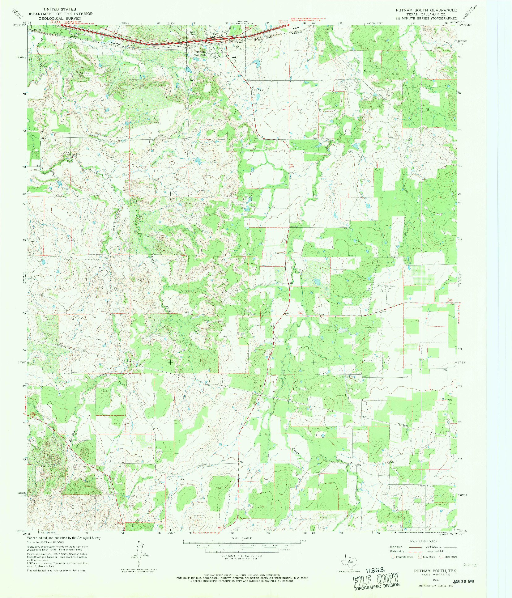 USGS 1:24000-SCALE QUADRANGLE FOR PUTNAM SOUTH, TX 1966