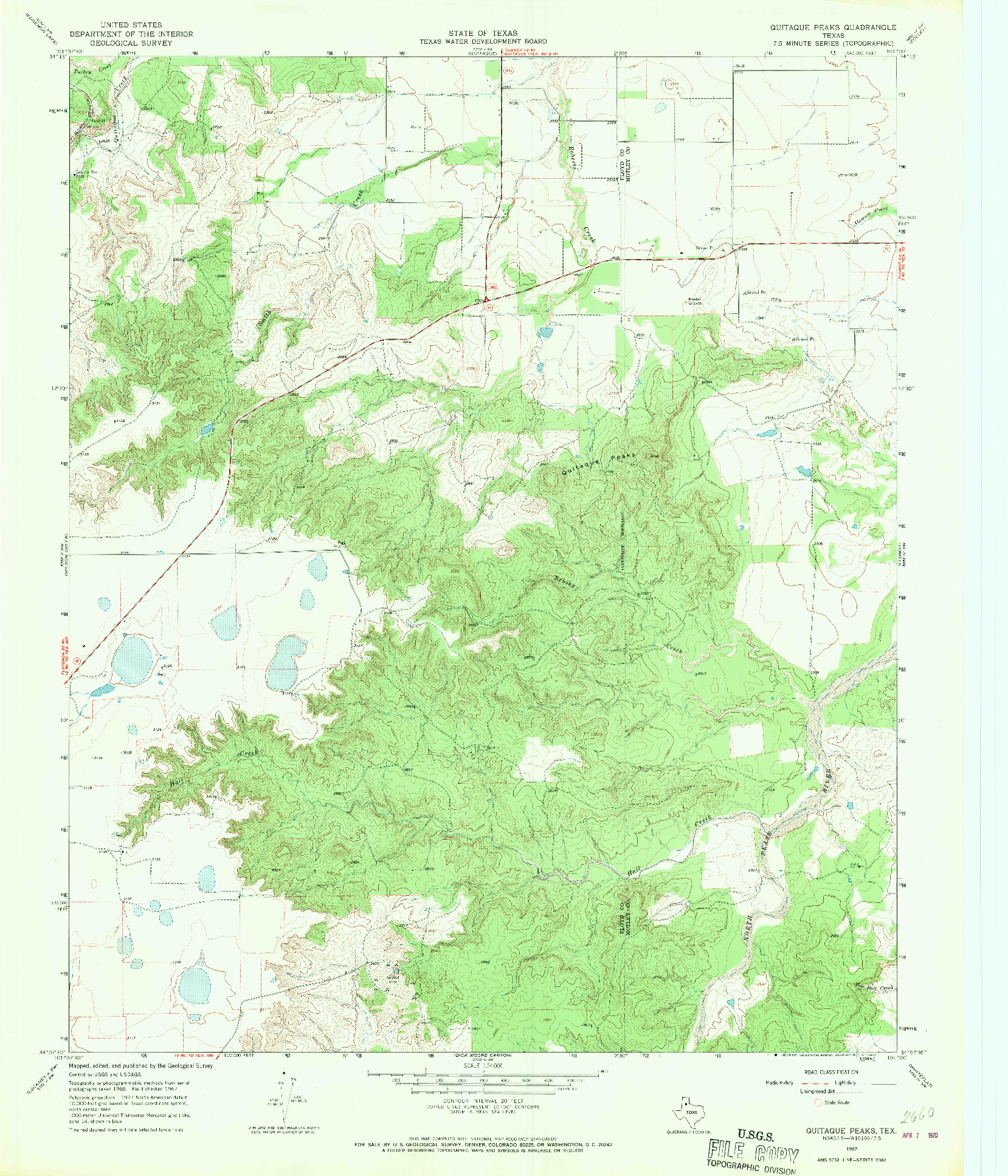 USGS 1:24000-SCALE QUADRANGLE FOR QUITAQUE PEAKS, TX 1967