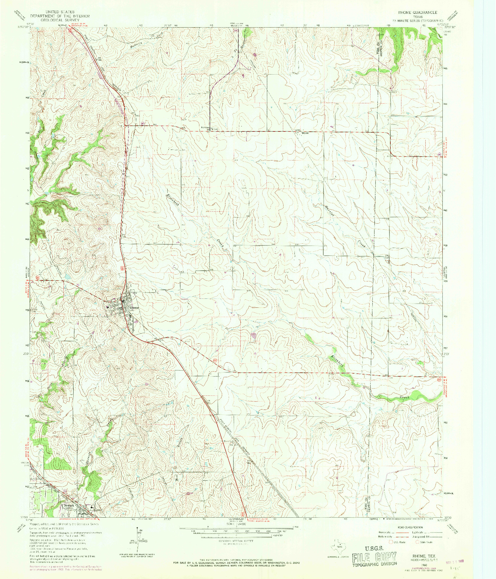 USGS 1:24000-SCALE QUADRANGLE FOR RHOME, TX 1960