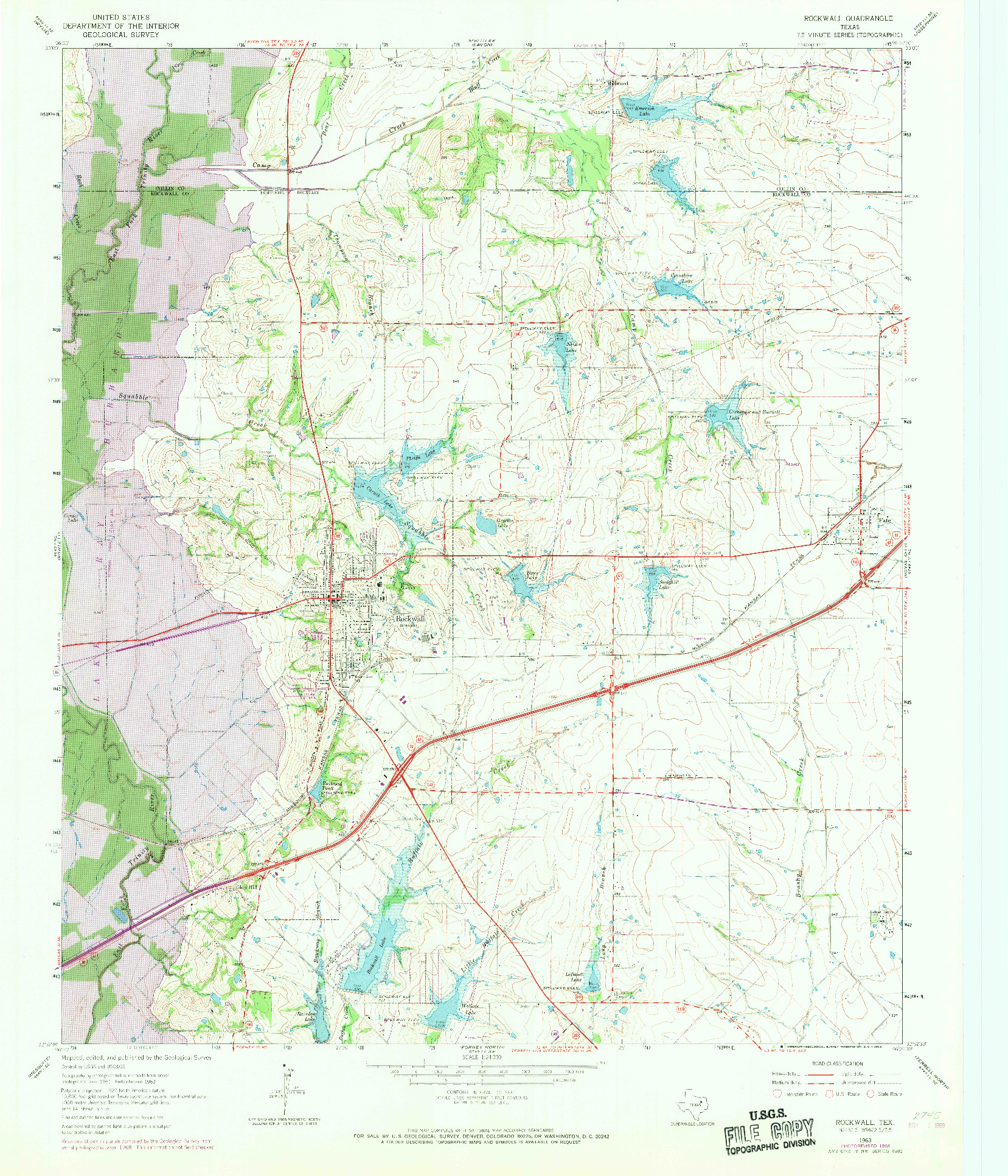 USGS 1:24000-SCALE QUADRANGLE FOR ROCKWALL, TX 1963