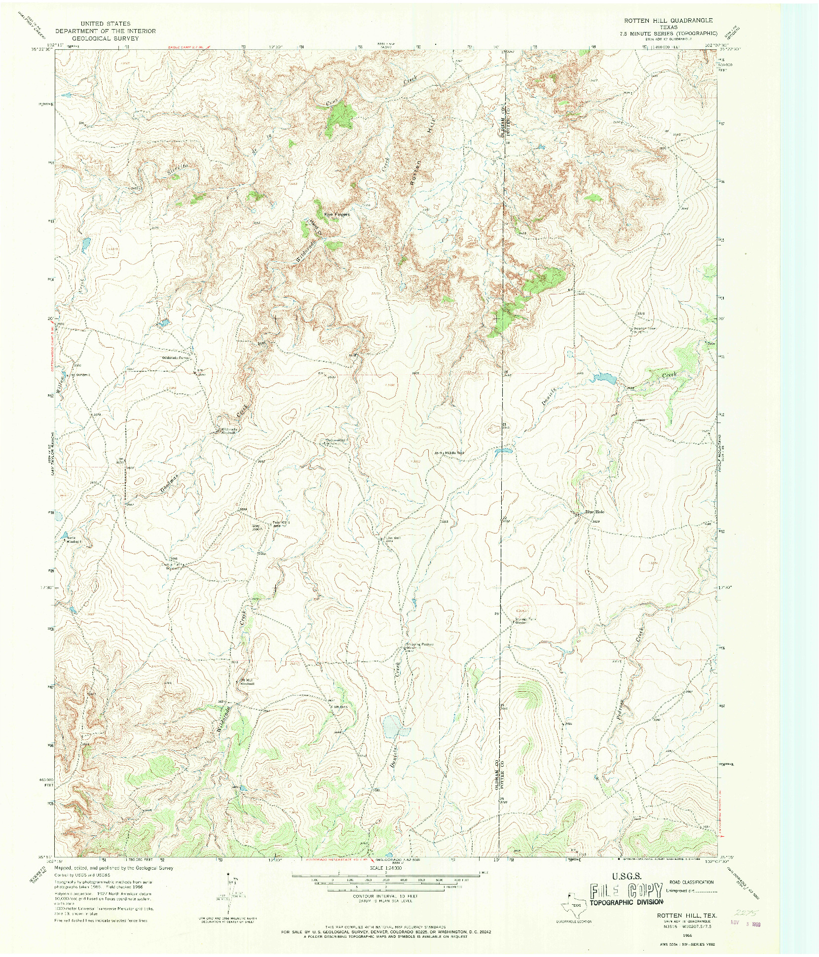 USGS 1:24000-SCALE QUADRANGLE FOR ROTTEN HILL, TX 1966