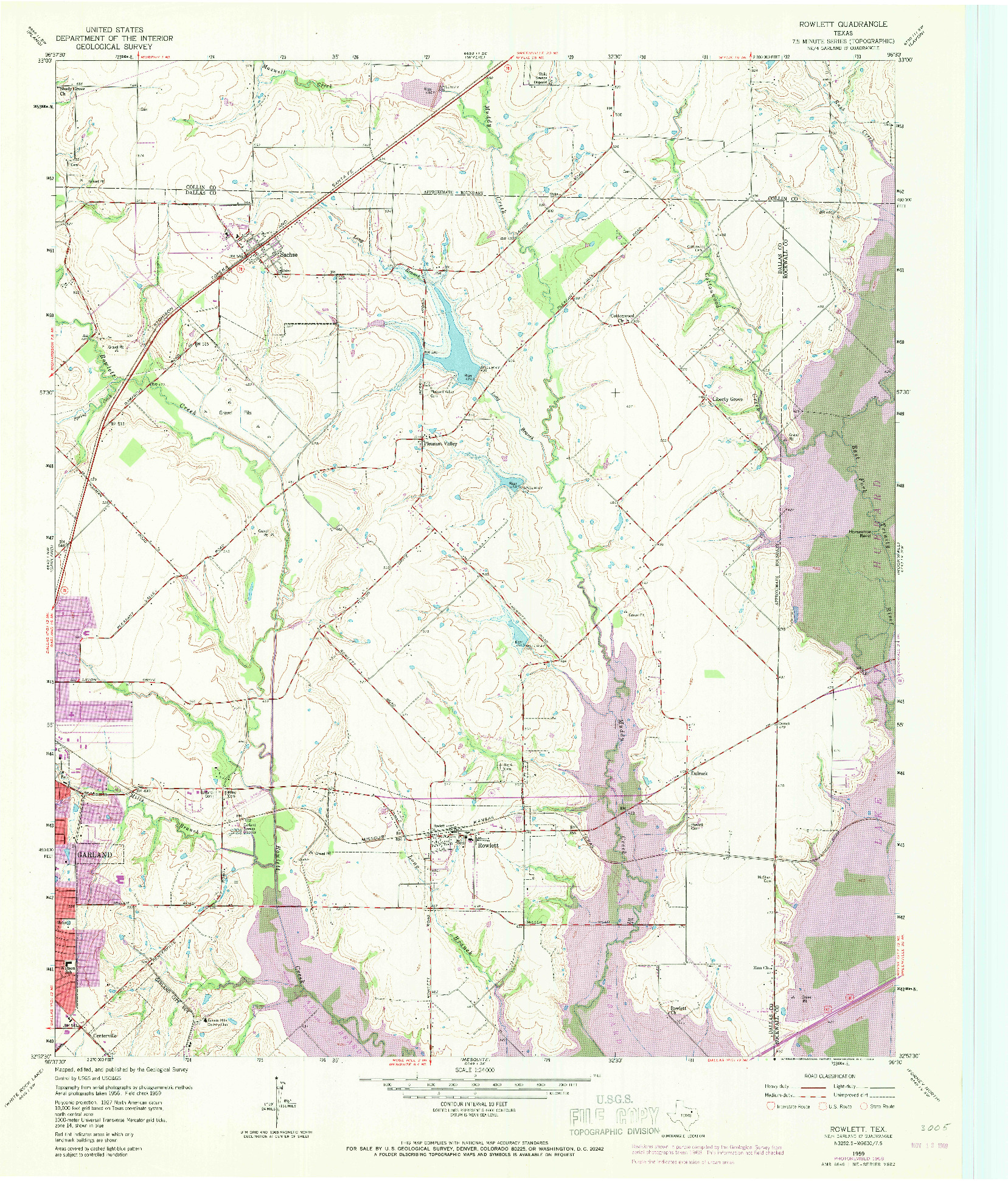 USGS 1:24000-SCALE QUADRANGLE FOR ROWLETT, TX 1959