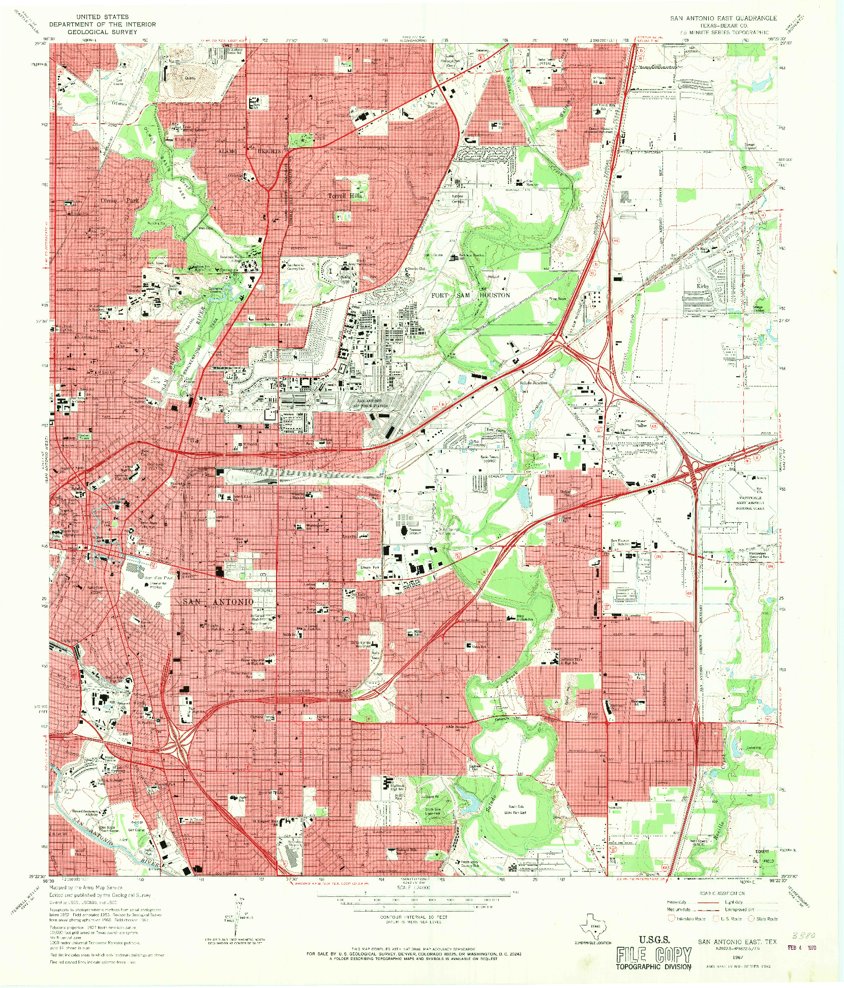 USGS 1:24000-SCALE QUADRANGLE FOR SAN ANTONIO EAST, TX 1967