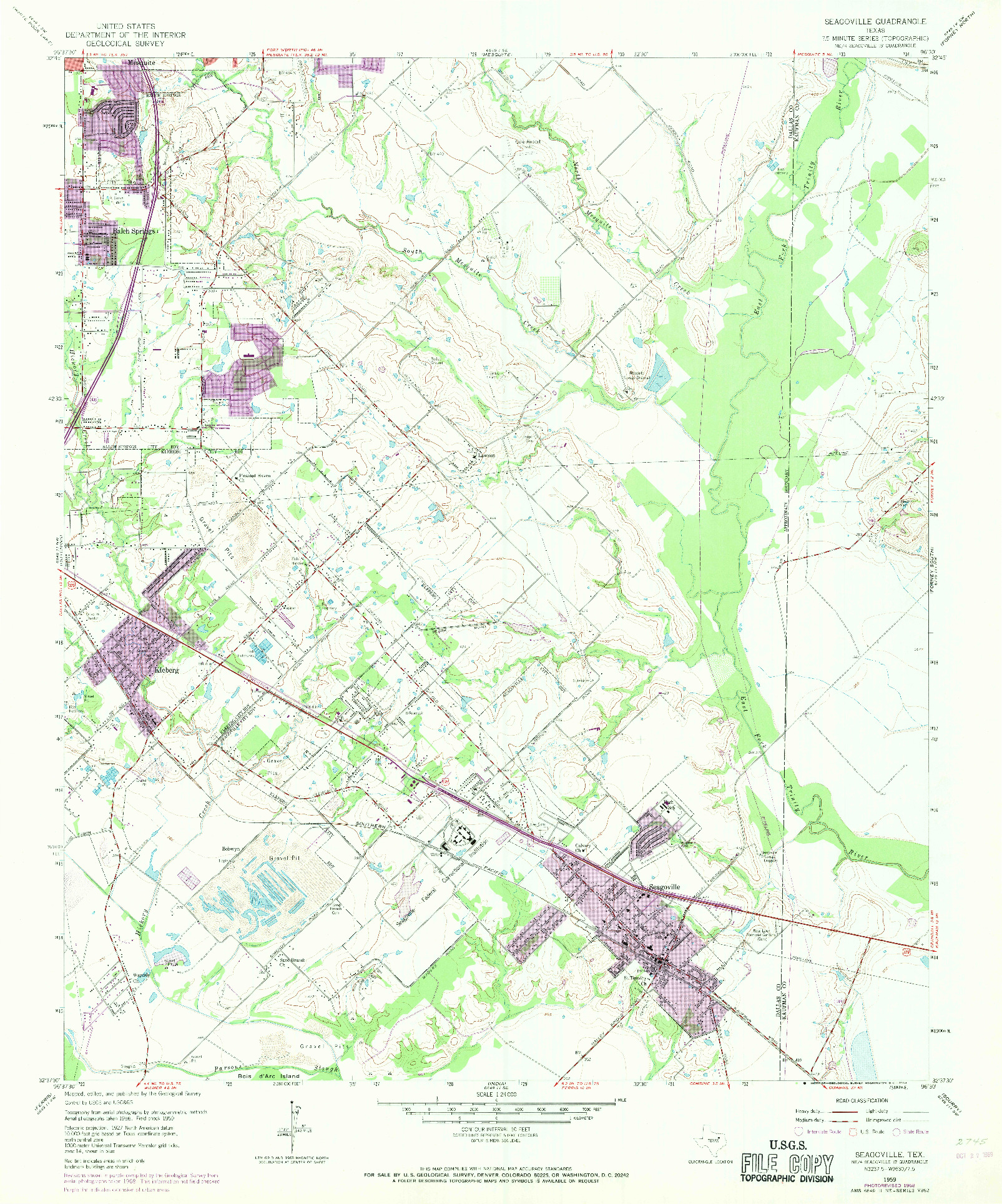 USGS 1:24000-SCALE QUADRANGLE FOR SEAGOVILLE, TX 1959