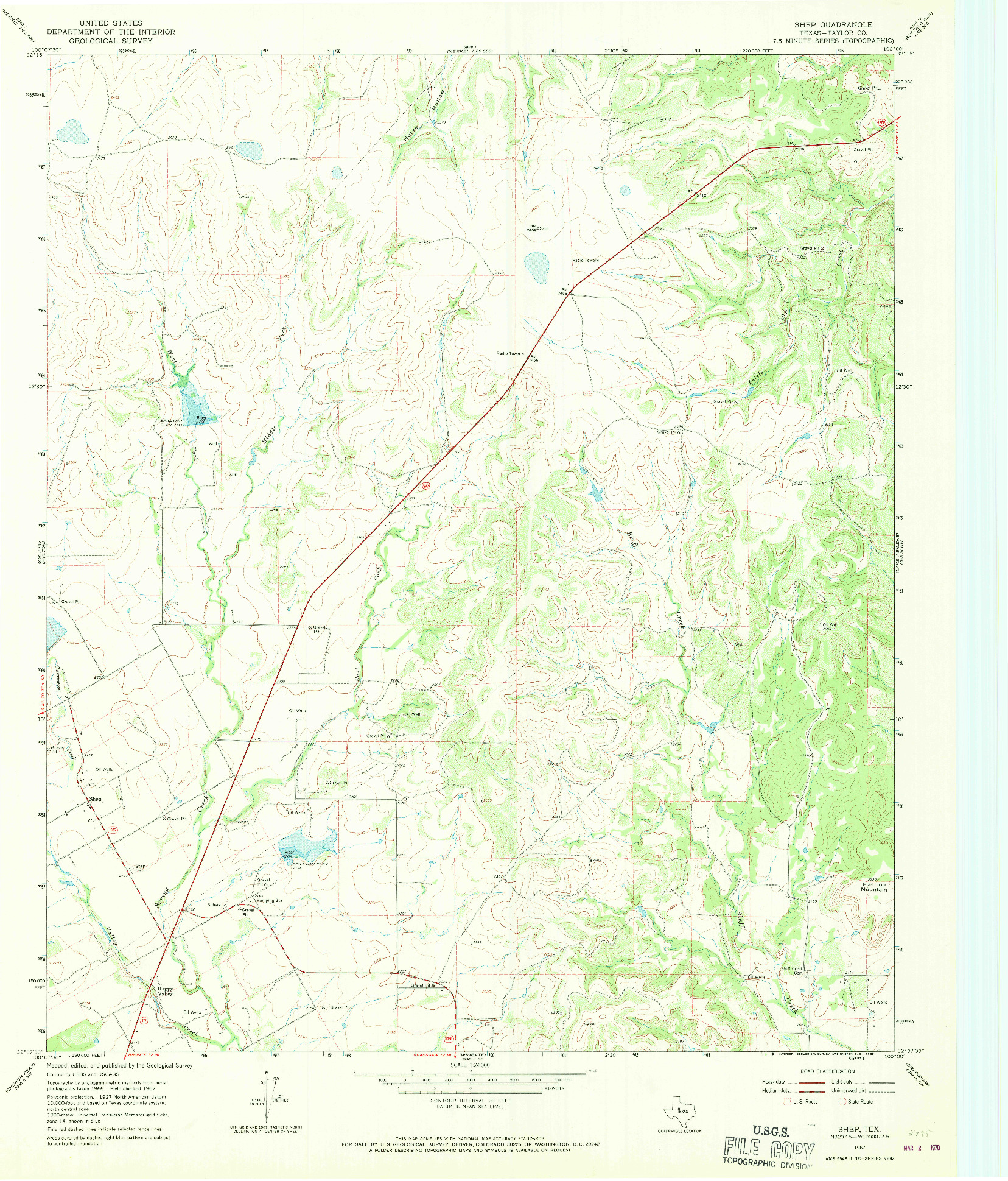 USGS 1:24000-SCALE QUADRANGLE FOR SHEP, TX 1967
