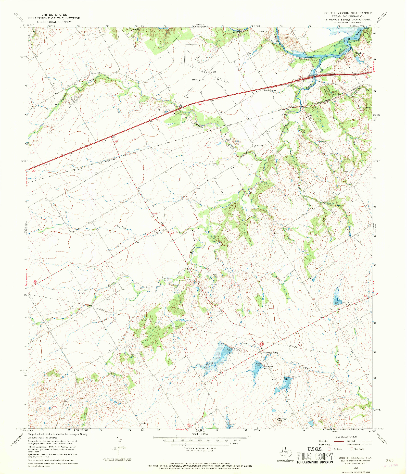 USGS 1:24000-SCALE QUADRANGLE FOR SOUTH BOSQUE, TX 1965