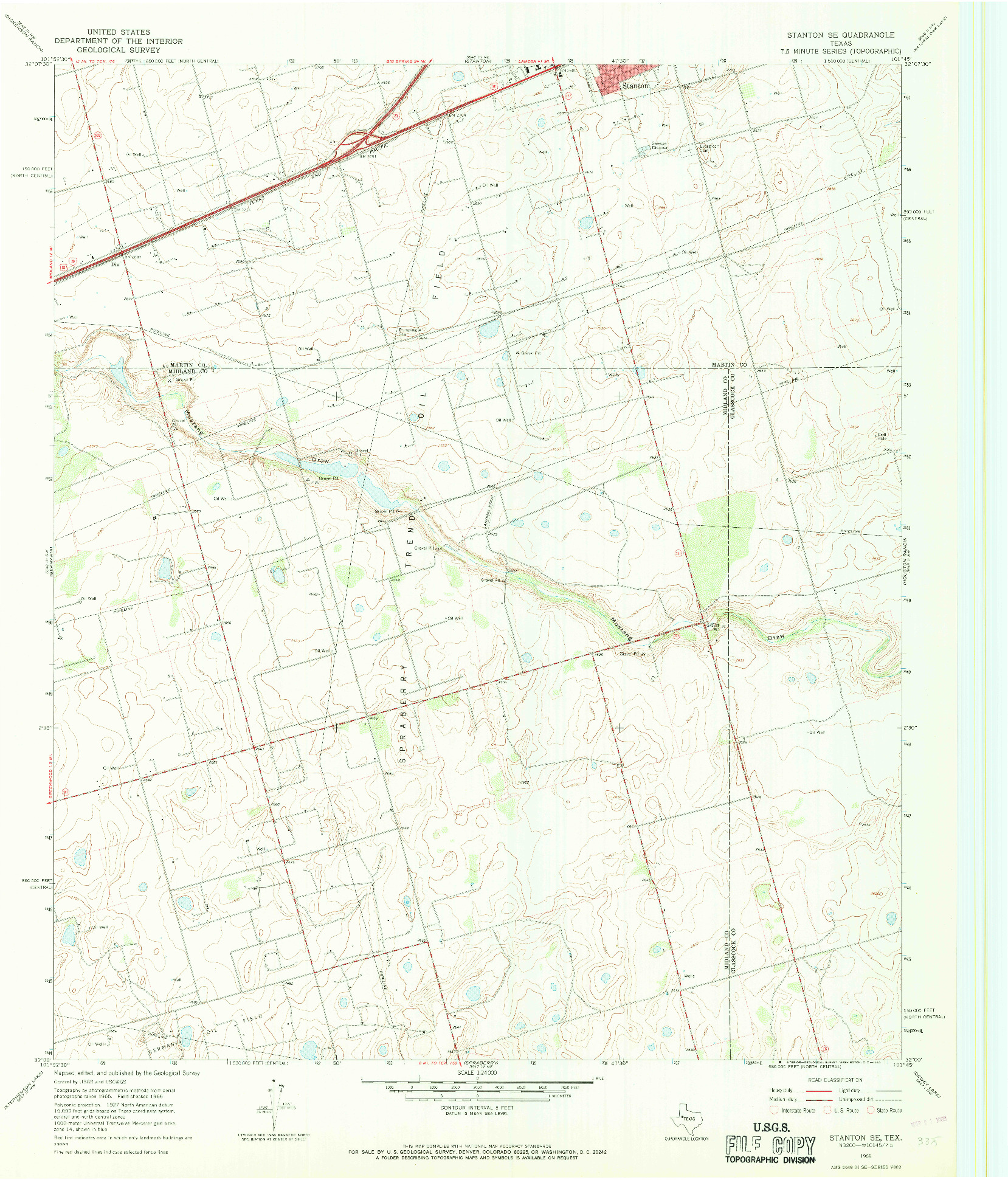 USGS 1:24000-SCALE QUADRANGLE FOR STANTON SE, TX 1966