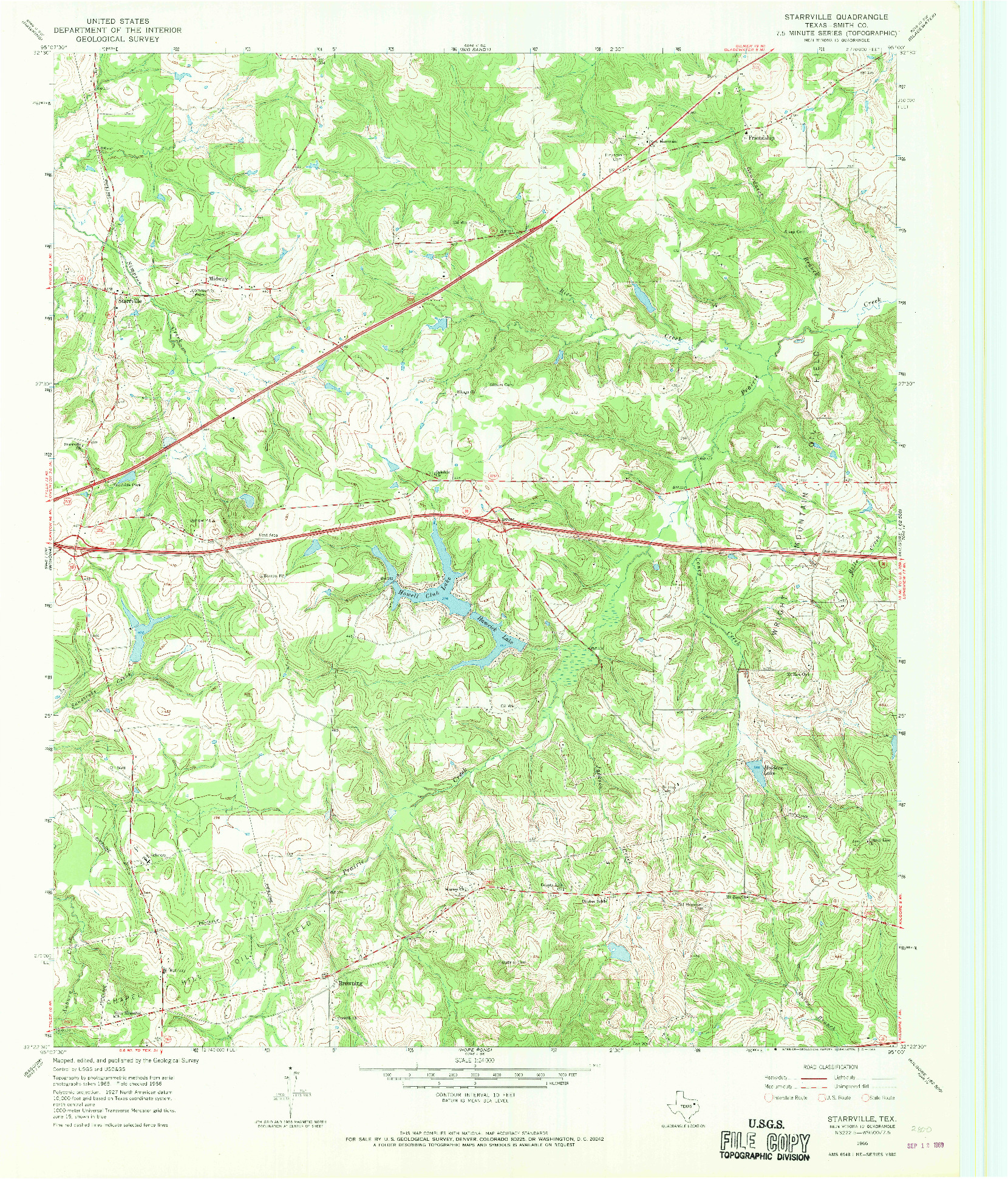 USGS 1:24000-SCALE QUADRANGLE FOR STARRVILLE, TX 1966