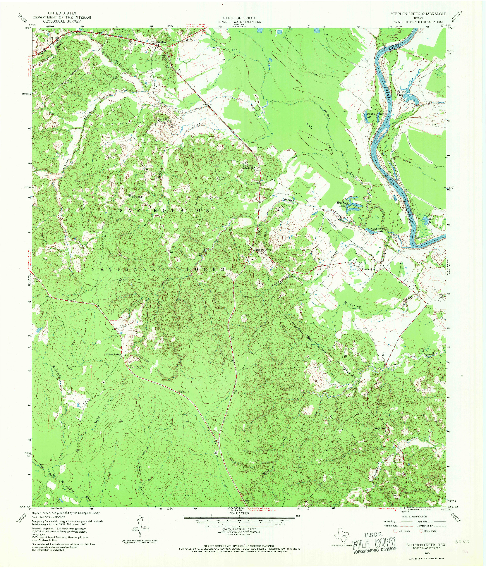 USGS 1:24000-SCALE QUADRANGLE FOR STEPHEN CREEK, TX 1960