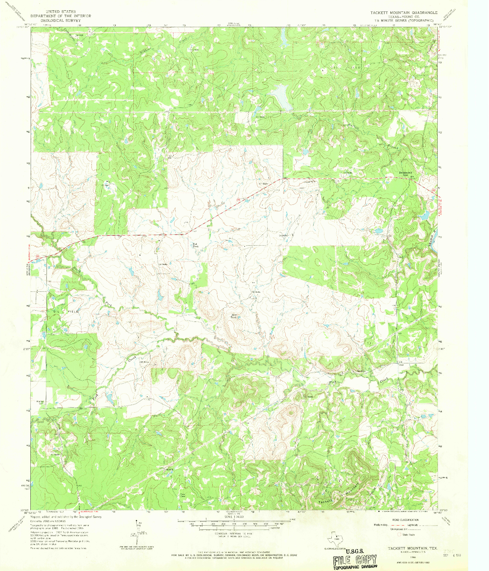 USGS 1:24000-SCALE QUADRANGLE FOR TACKETT MOUNTAIN, TX 1966