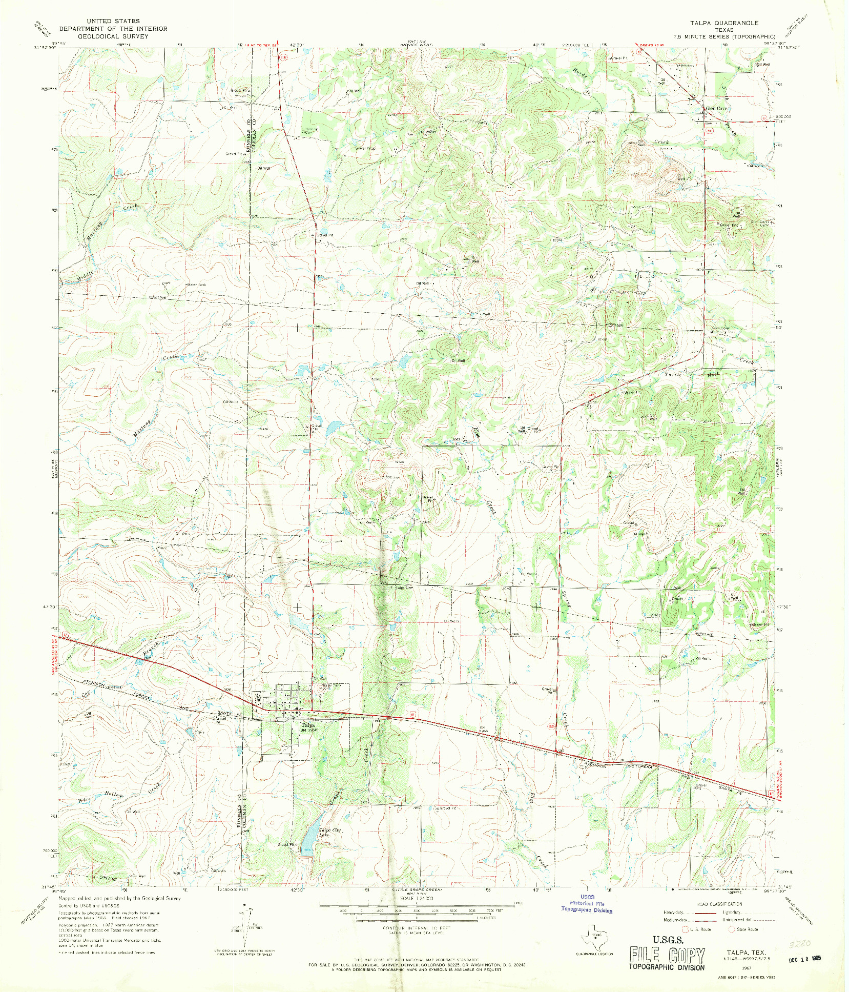 USGS 1:24000-SCALE QUADRANGLE FOR TALPA, TX 1967