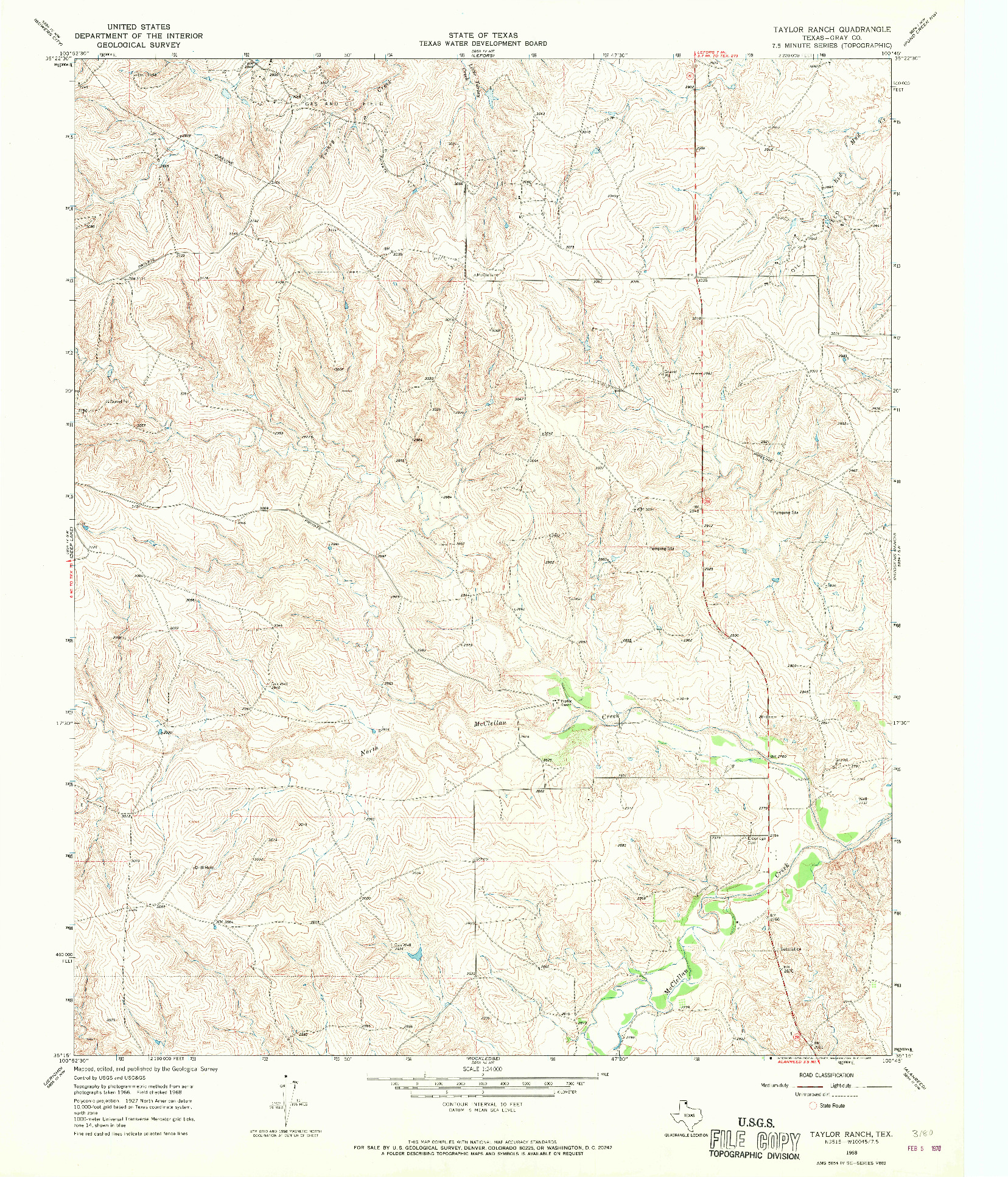 USGS 1:24000-SCALE QUADRANGLE FOR TAYLOR RANCH, TX 1968