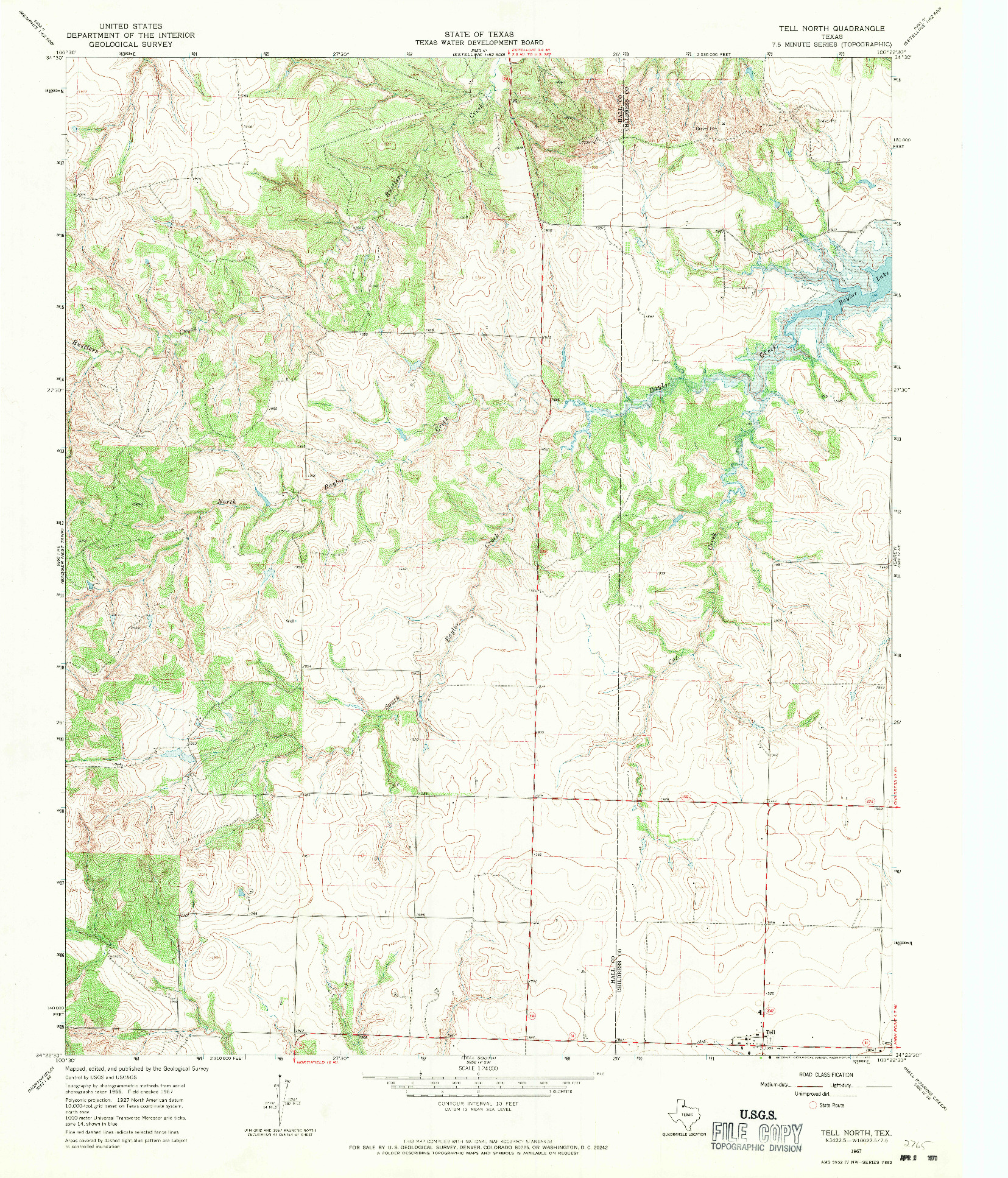USGS 1:24000-SCALE QUADRANGLE FOR TELL NORTH, TX 1967