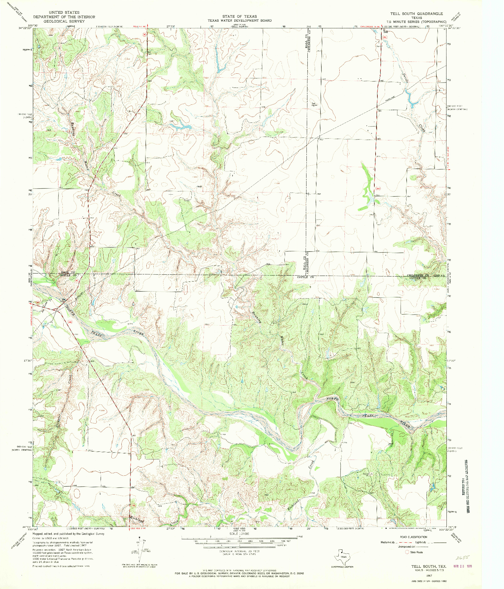 USGS 1:24000-SCALE QUADRANGLE FOR TELL SOUTH, TX 1967